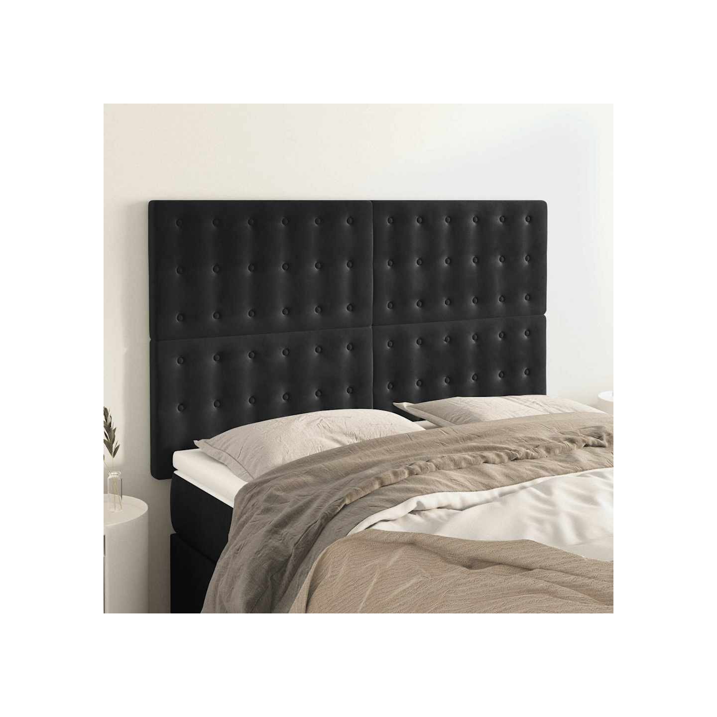 Tête de lit Noir 144x5x118/128 cm Velours