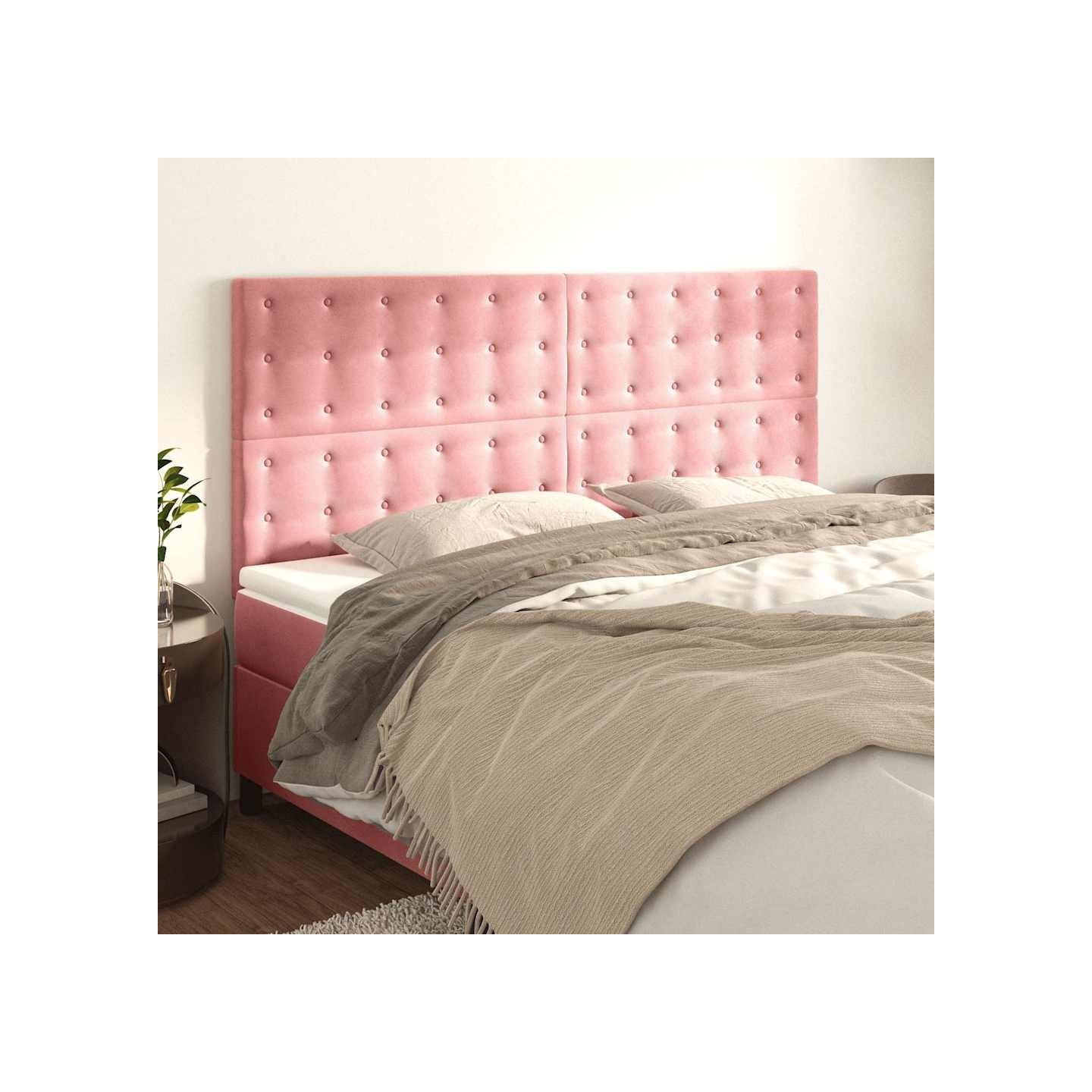 Tête de lit Rose 160x5x118/128 cm Velours