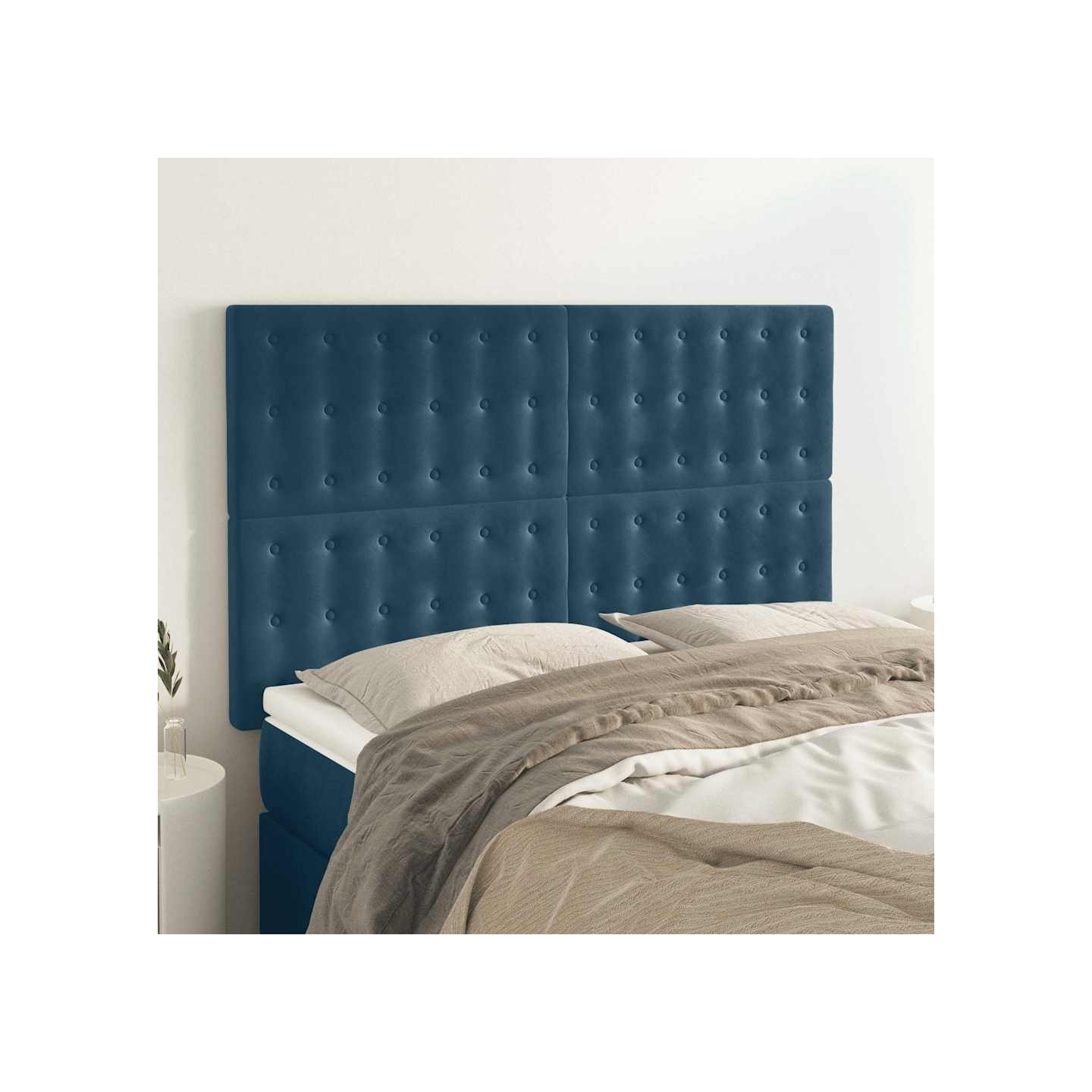 Tête de lit Bleu foncé 144 x 5 x 118/128 cm Velours