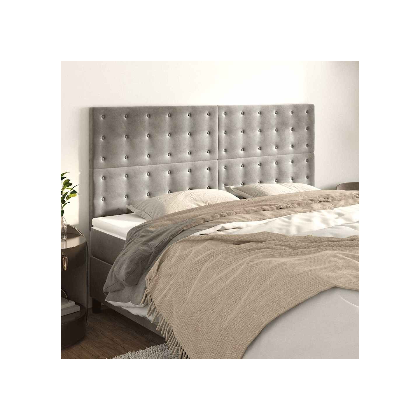 Tête de lit Gris clair 180x5x118/128 cm Velours