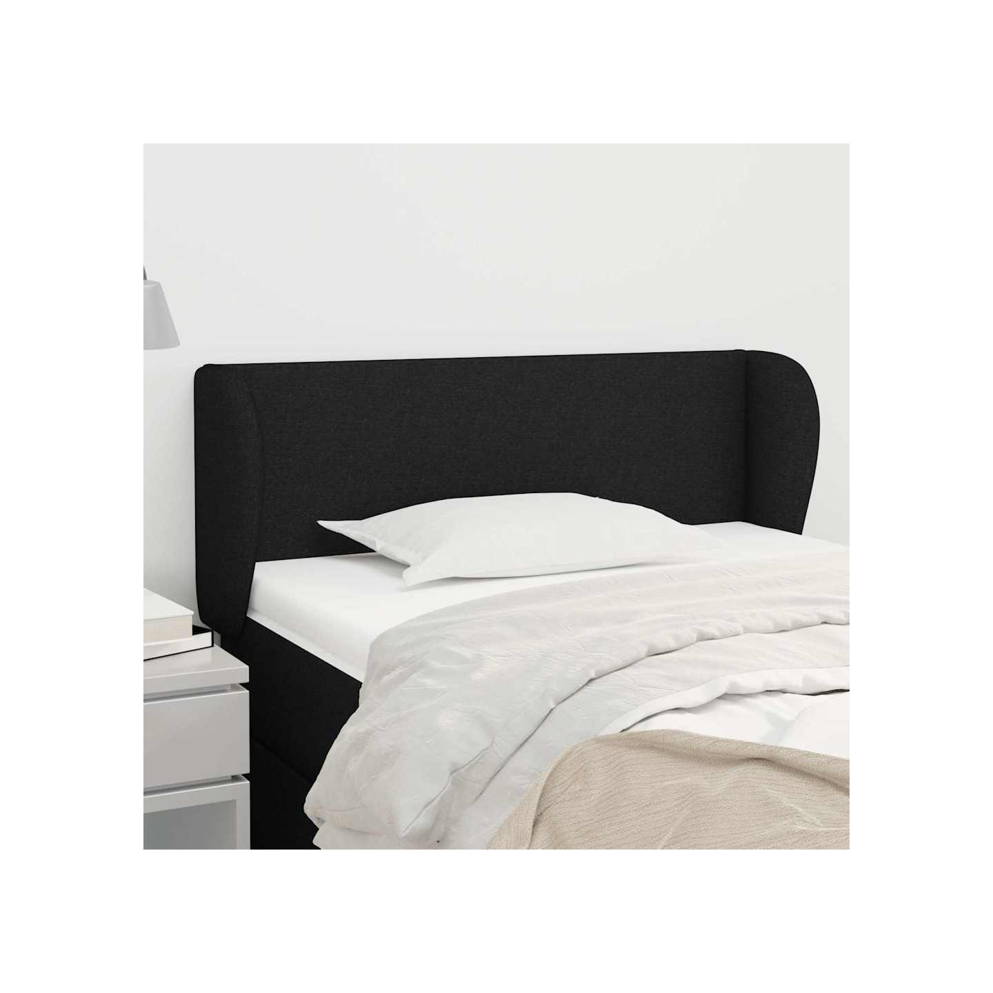 Tête de lit avec oreilles Noir 83x23x78/88 cm Tissu