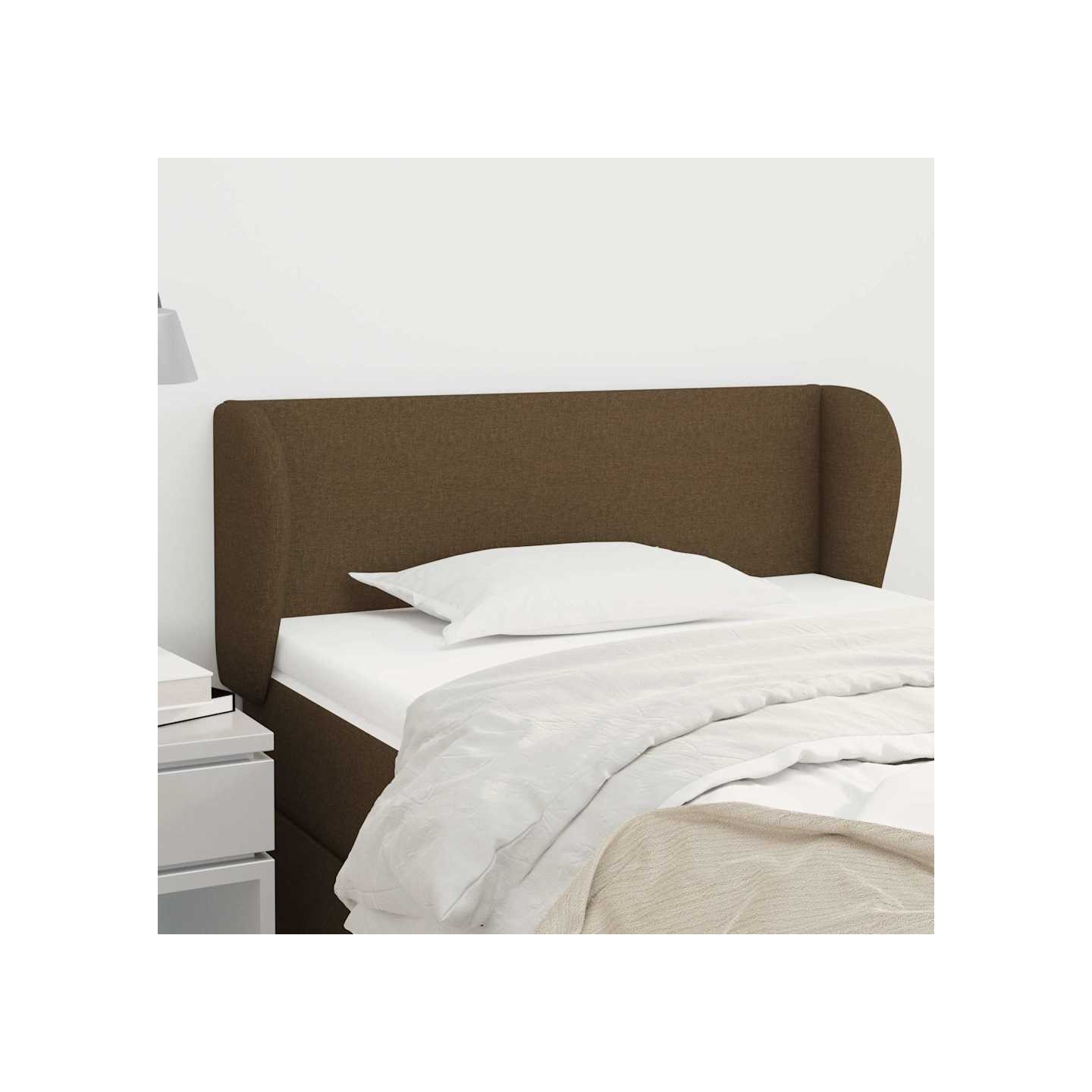 Tête de lit avec oreilles Marron Foncé 83x23x78/88 cm Tissu
