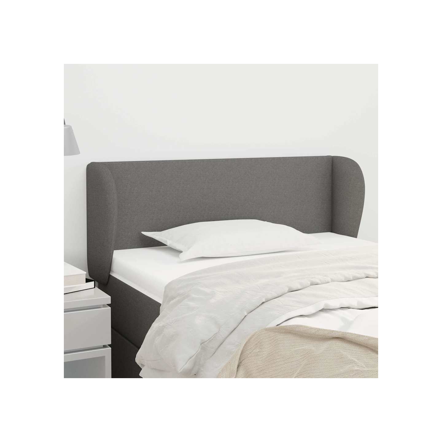 Tête de lit avec oreilles Gris foncé 103x23x78/88 cm Tissu