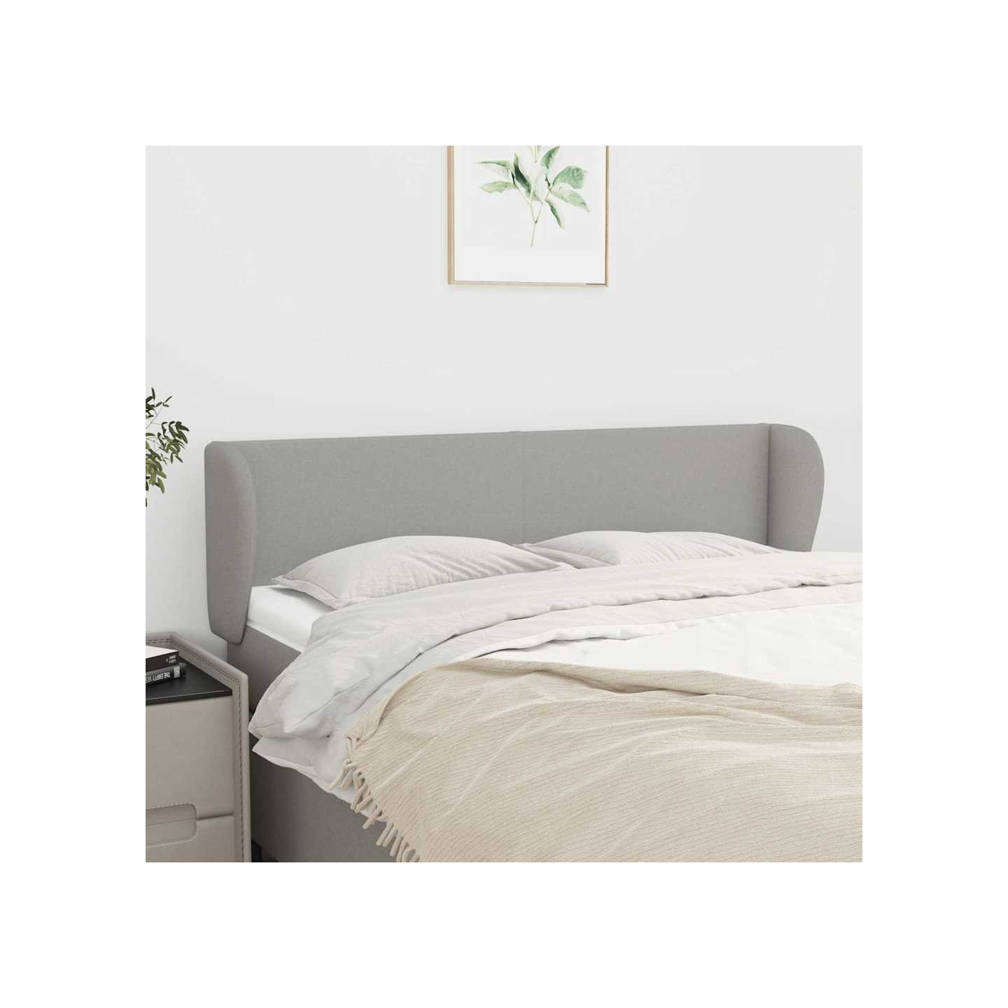 Tête de lit avec oreilles Gris clair 147x23x78/88 cm Tissu