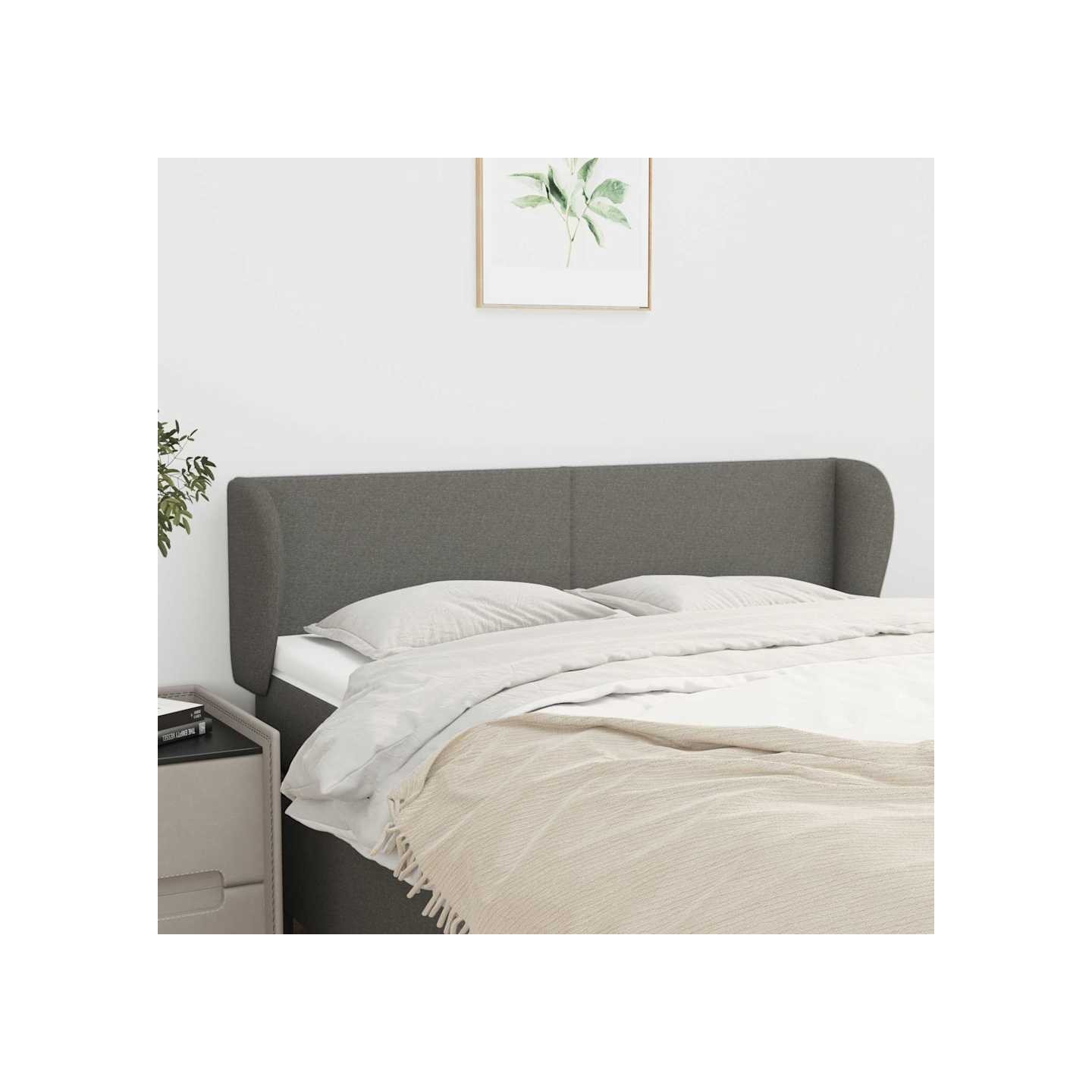 Tête de lit avec oreilles Gris foncé 147x23x78/88 cm Tissu