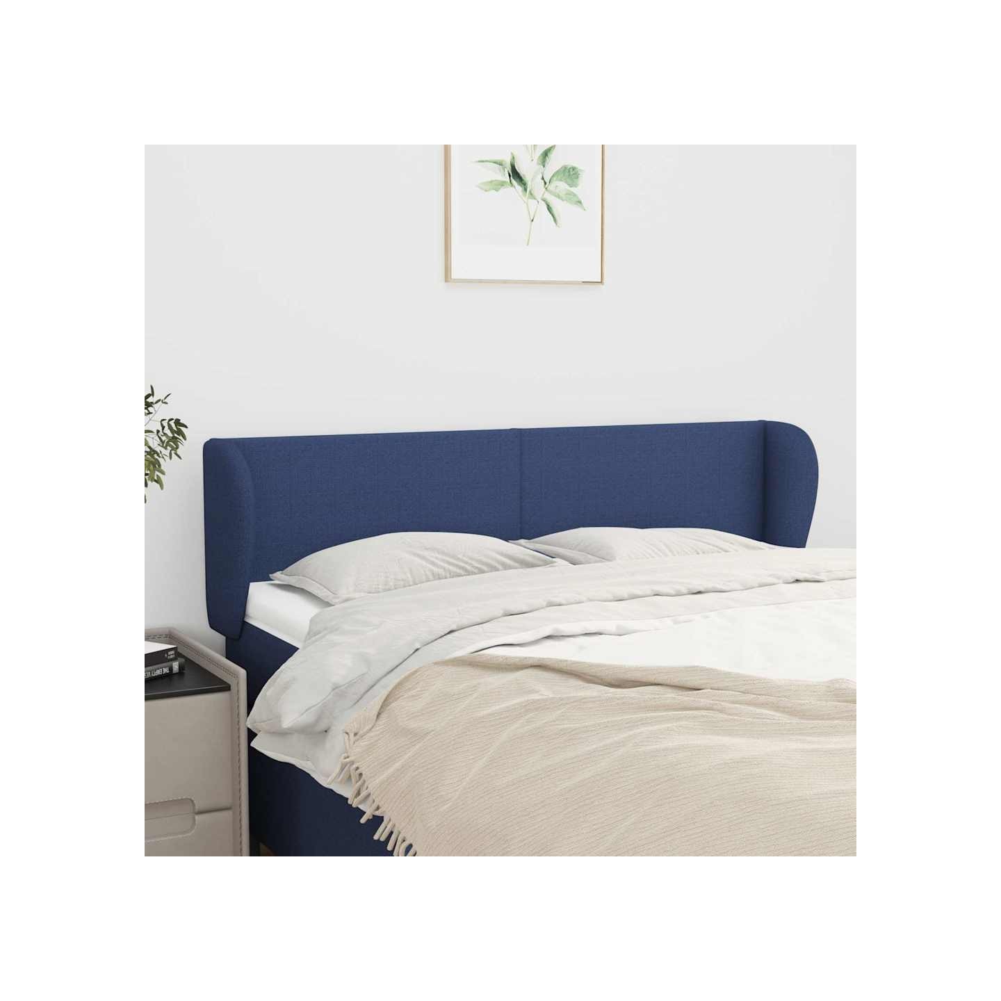 Tête de lit avec oreilles Bleu 147x23x78/88 cm Tissu