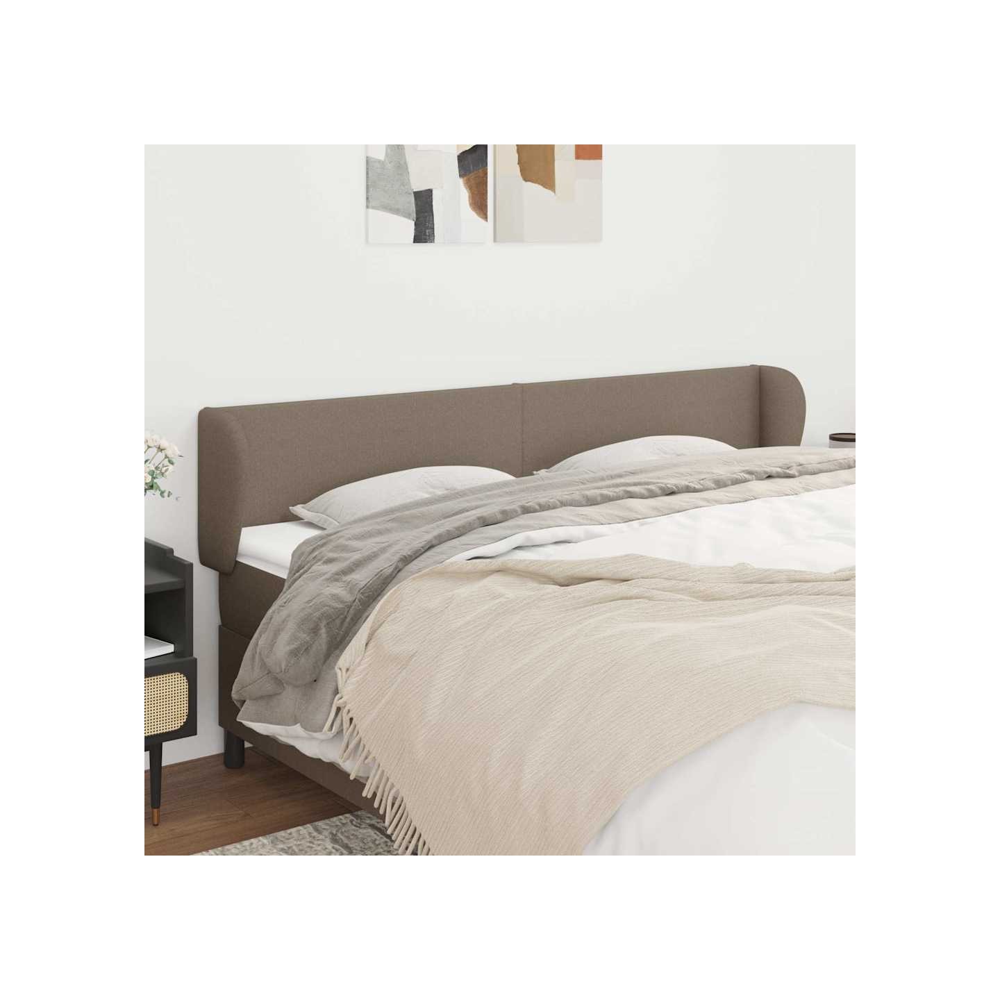 Tête de lit avec oreilles Taupe 163x23x78/88 cm Tissu