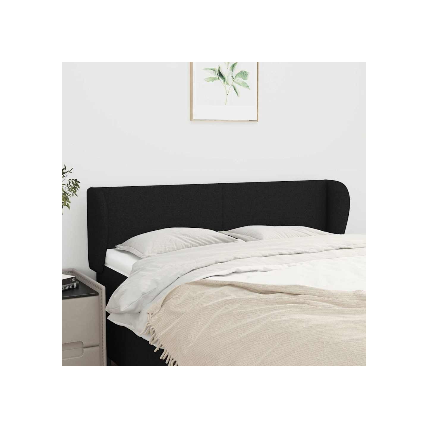 Tête de lit avec oreilles Noir 147x23x78/88 cm Tissu
