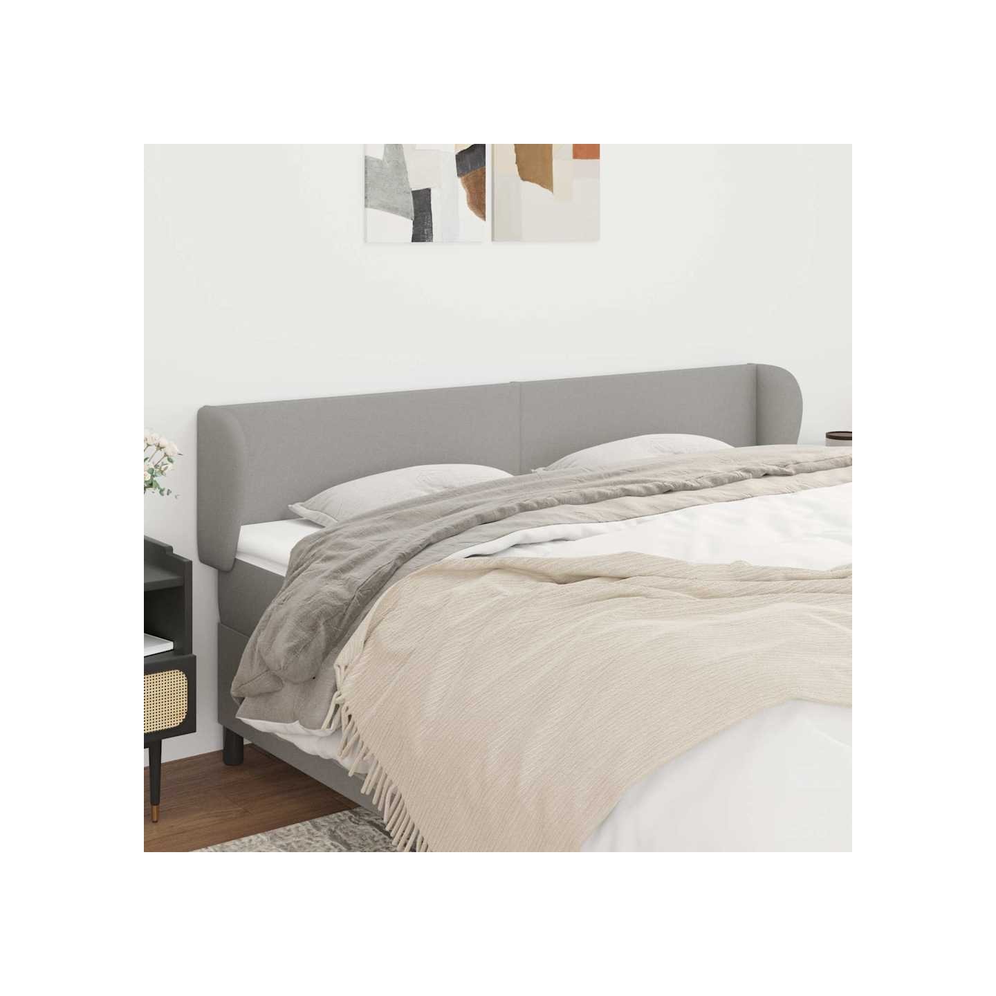 Tête de lit avec oreilles Gris clair 183x23x78/88 cm Tissu