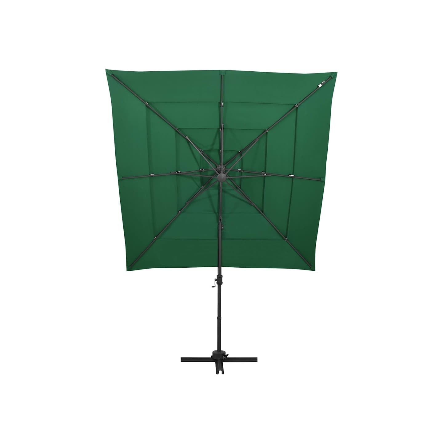 Parasol de jardin à 4 niveaux avec mât en aluminium vert