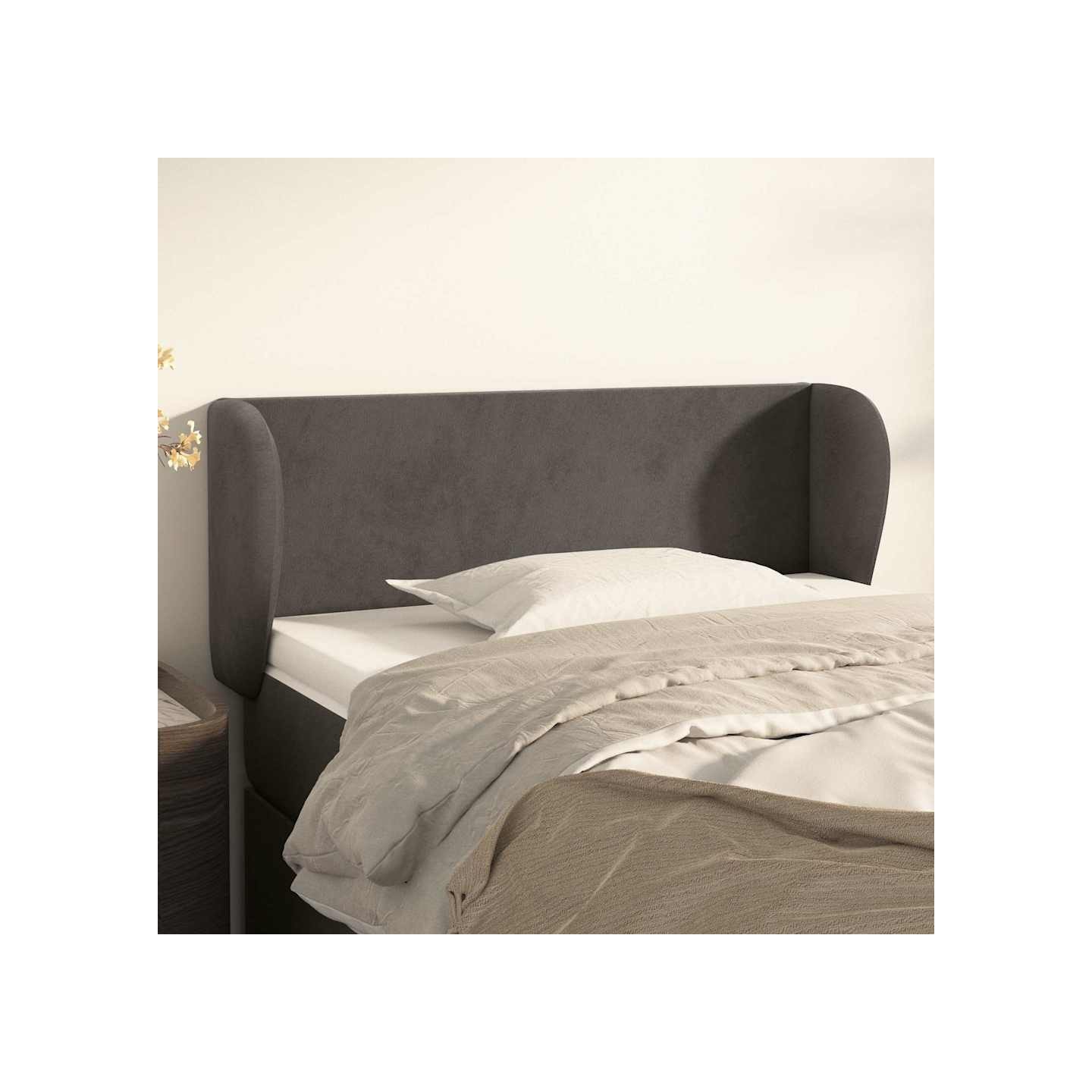 Tête de lit avec oreilles Gris foncé 103x23x78/88 cm Velours