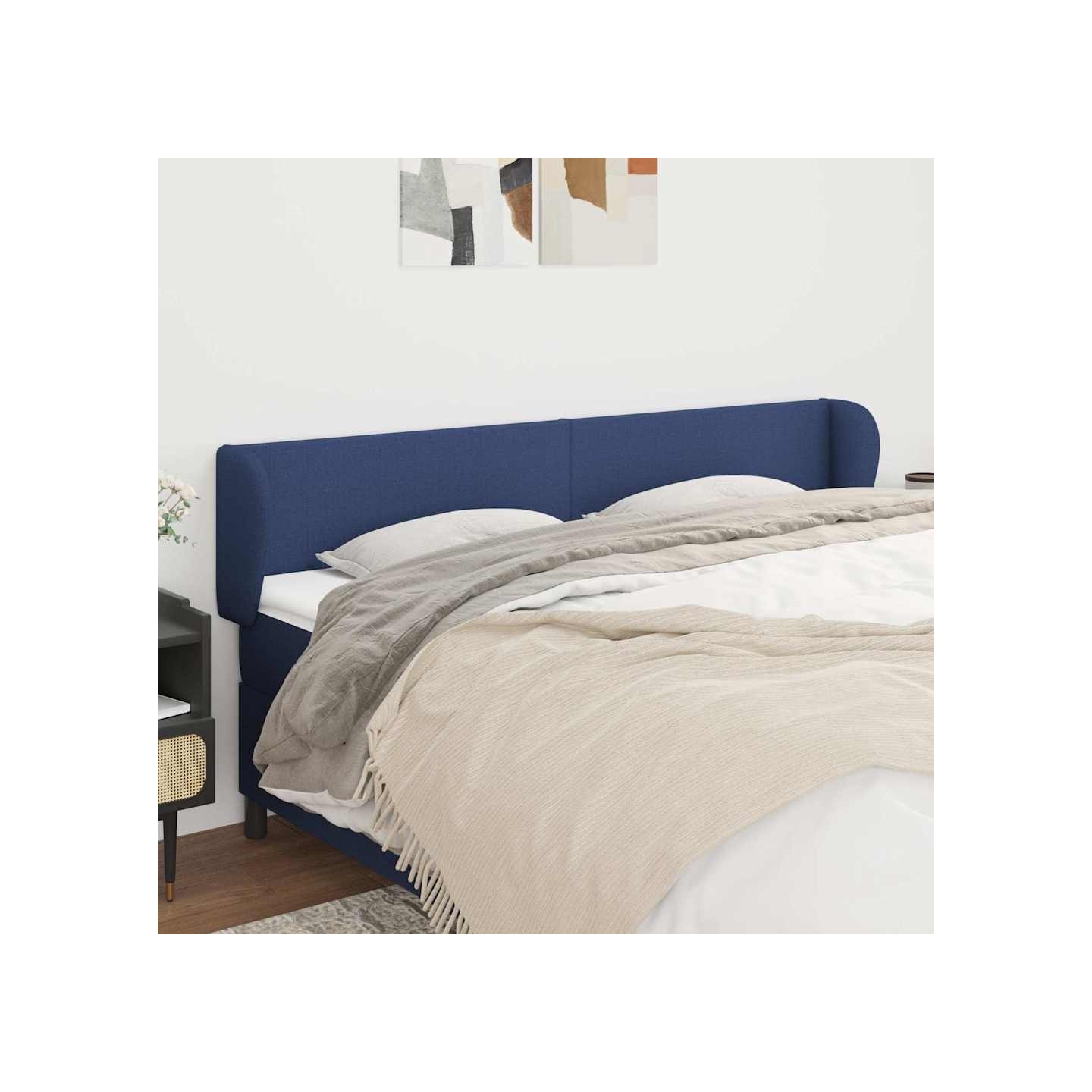 Tête de lit avec oreilles Bleu 203x23x78/88 cm Tissu