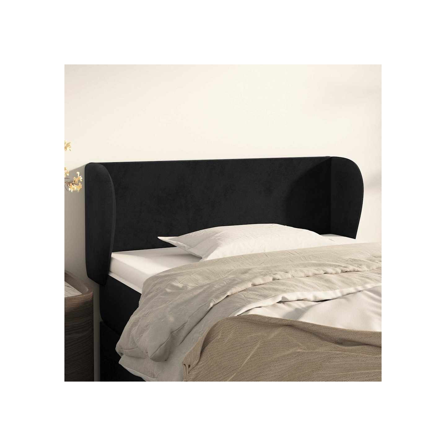 Tête de lit avec oreilles Noir 103x23x78/88 cm Velours