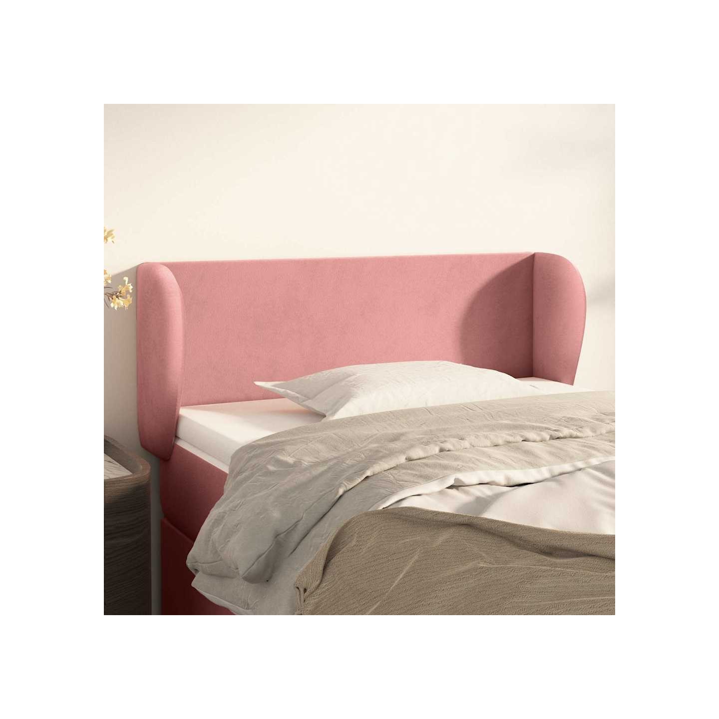 Tête de lit avec oreilles Rose 103x23x78/88 cm Velours