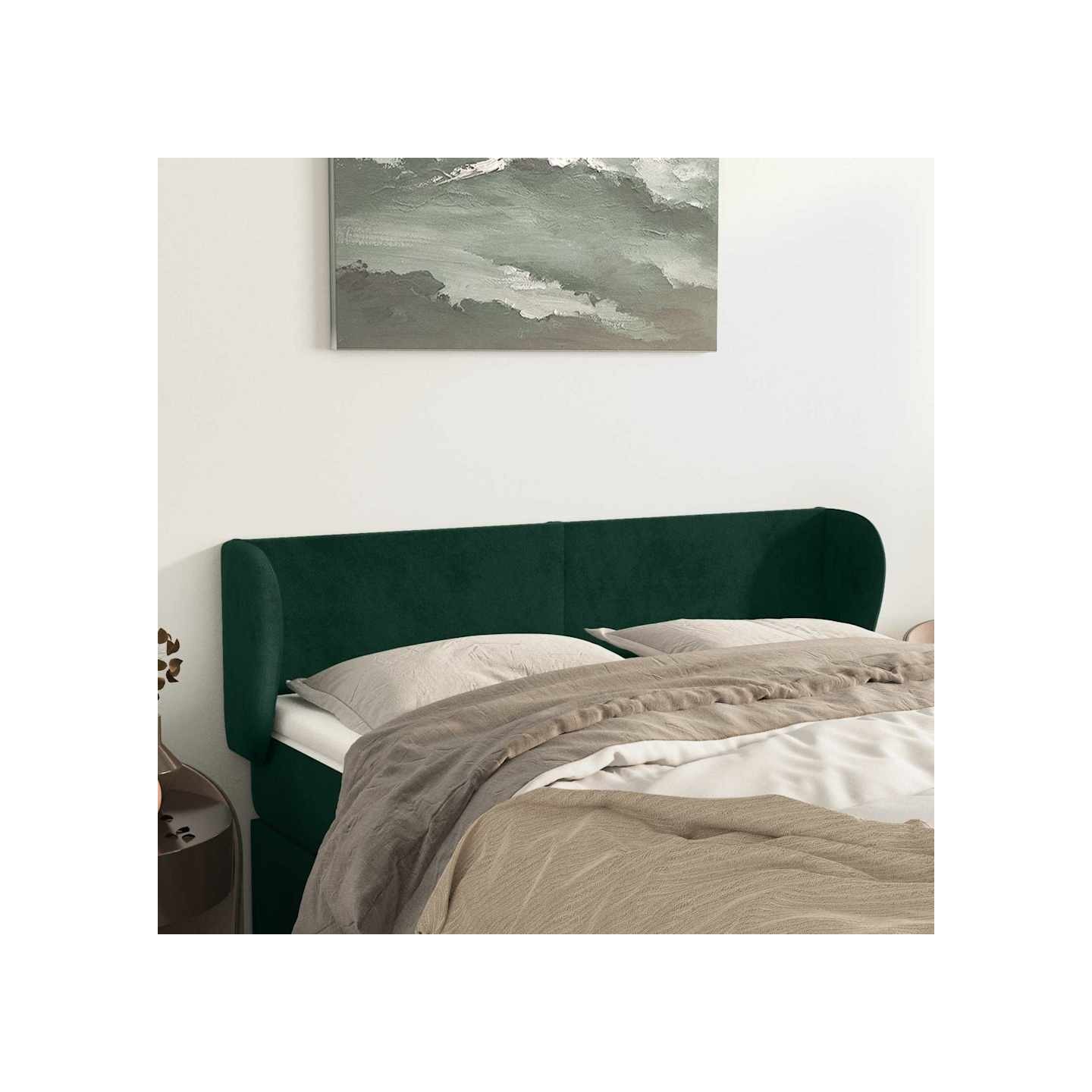 Tête de lit avec oreilles Vert foncé 147x23x78/88 cm Velours