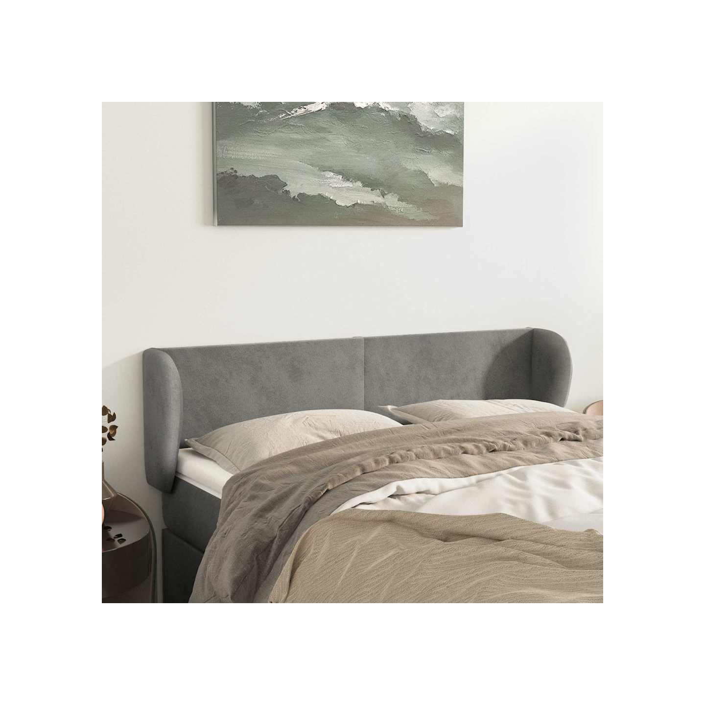 Tête de lit avec oreilles Gris clair 147x23x78/88 cm Velours
