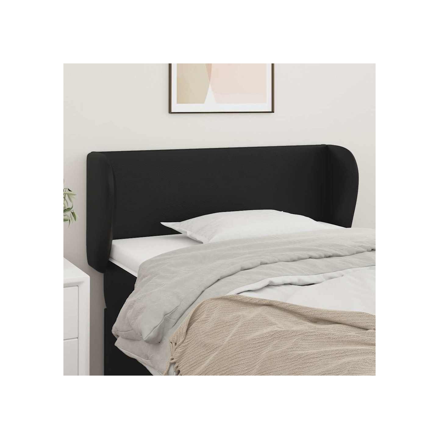 Tête de lit avec oreilles Noir 83x23x78/88 cm Similicuir