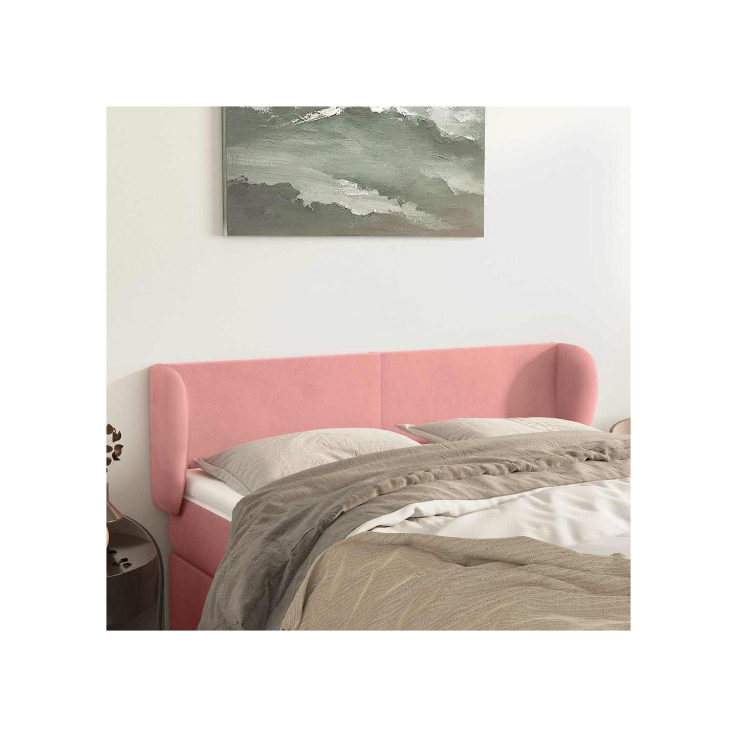 Tête de lit avec oreilles Rose 147x23x78/88 cm Velours