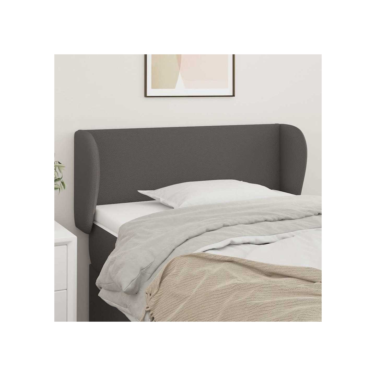 Tête de lit avec oreilles Gris 103x23x78/88 cm Similicuir