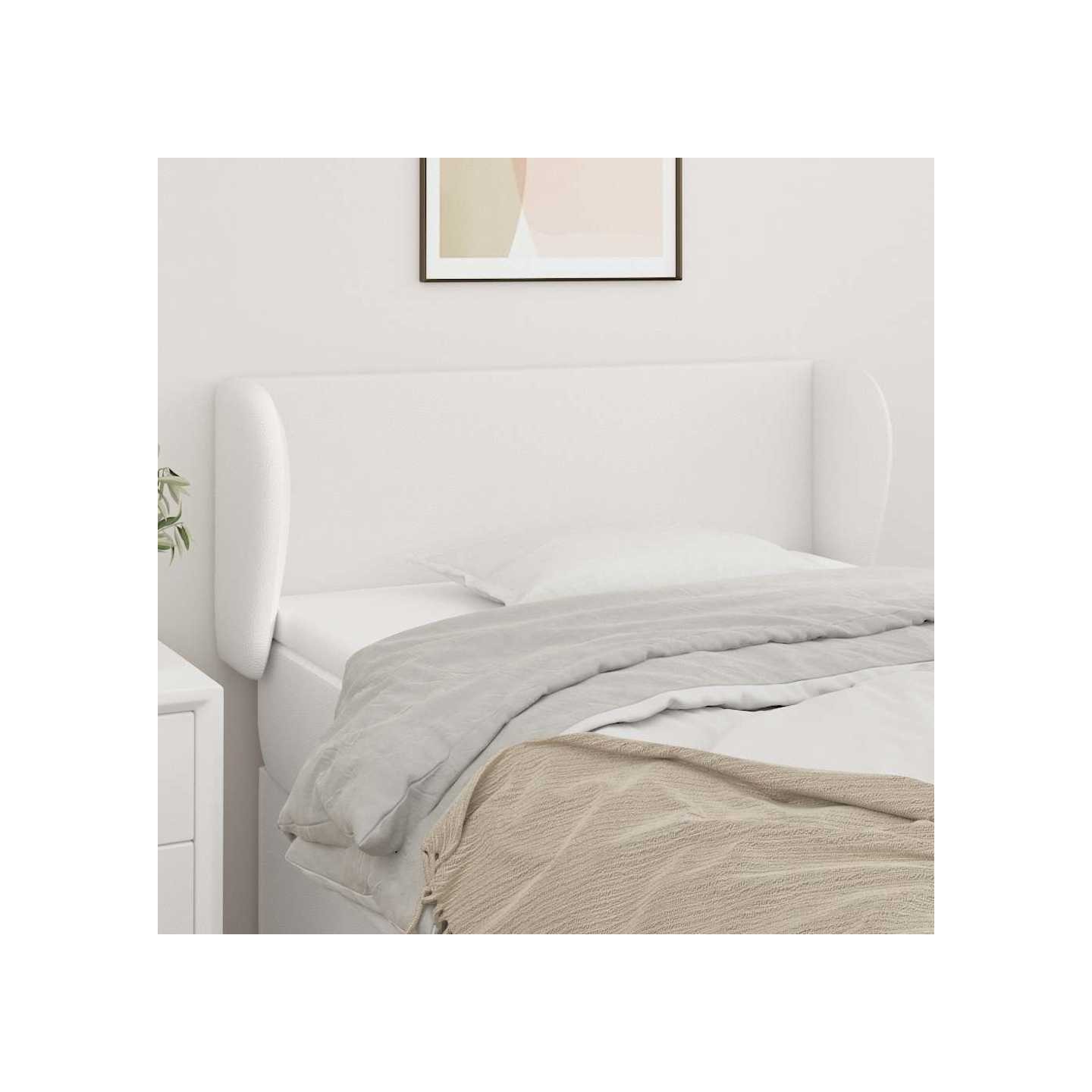Tête de lit avec oreilles Blanc 93x23x78/88 cm Similicuir