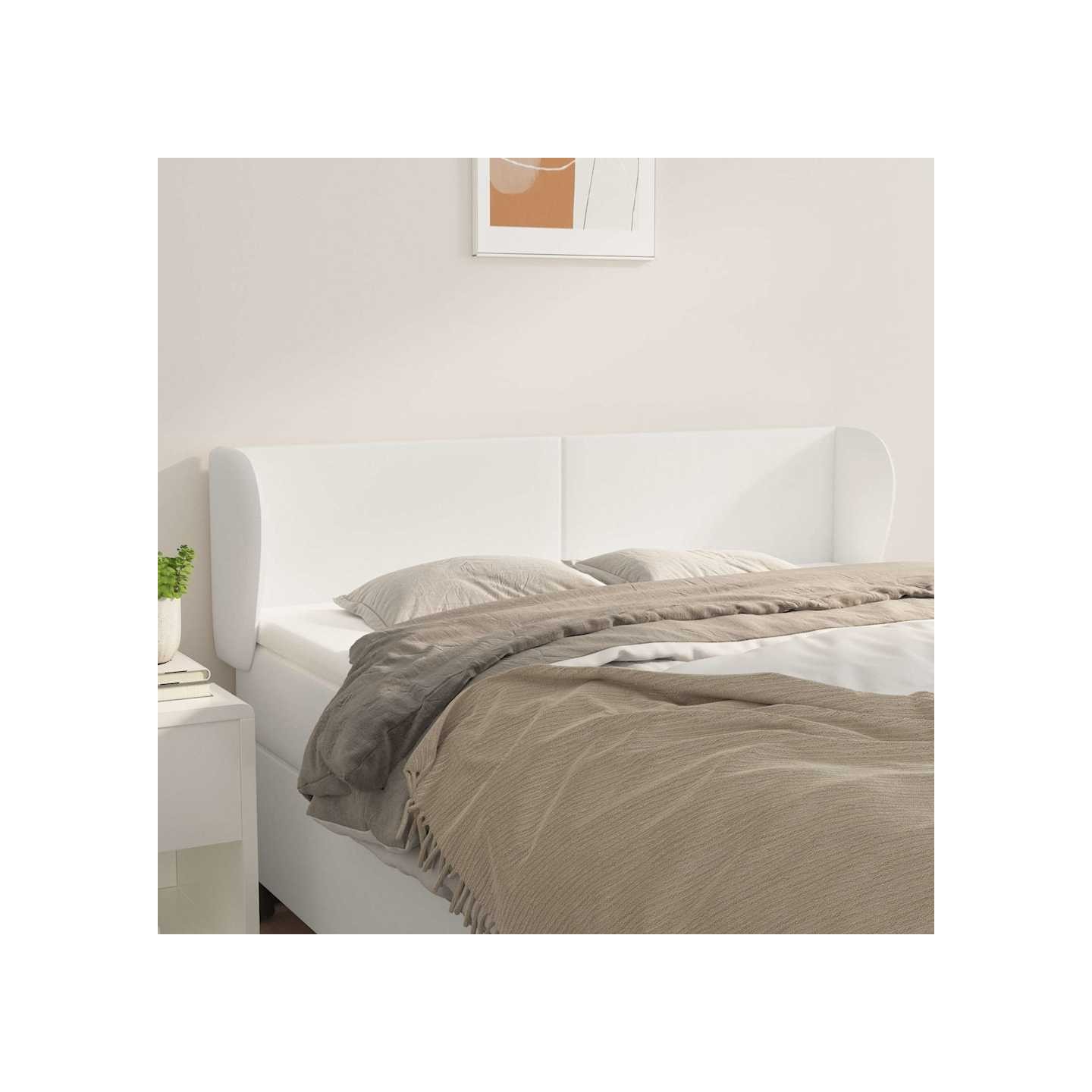 Tête de lit avec oreilles Blanc 147x23x78/88 cm Similicuir