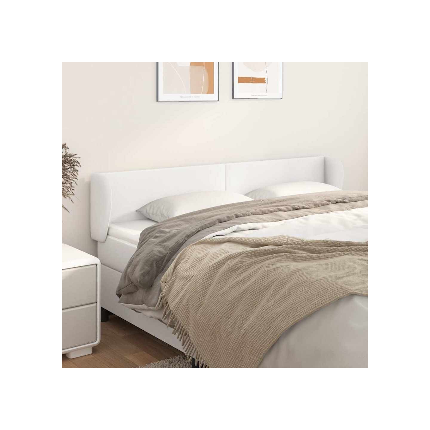 Tête de lit avec oreilles Blanc 203x23x78/88 cm Similicuir