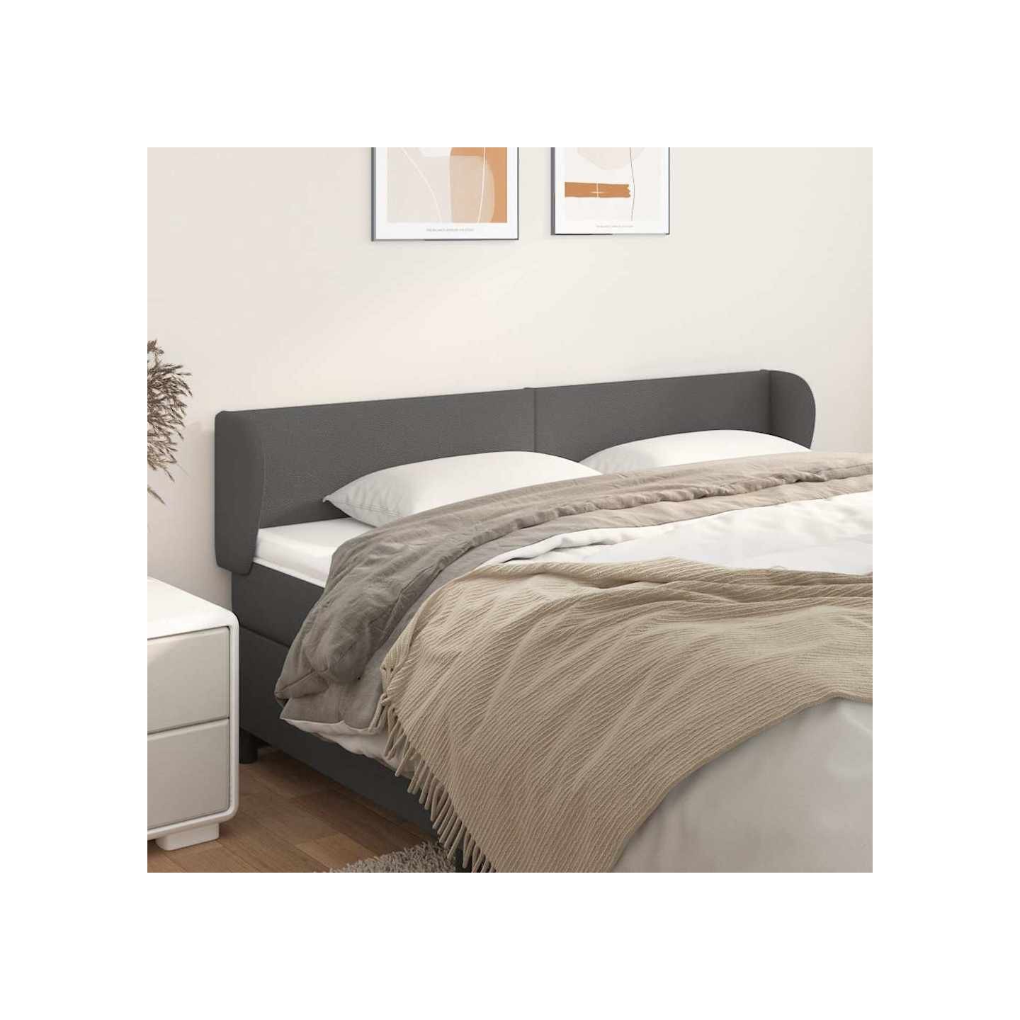 Tête de lit avec oreilles Gris 203x23x78/88 cm Similicuir