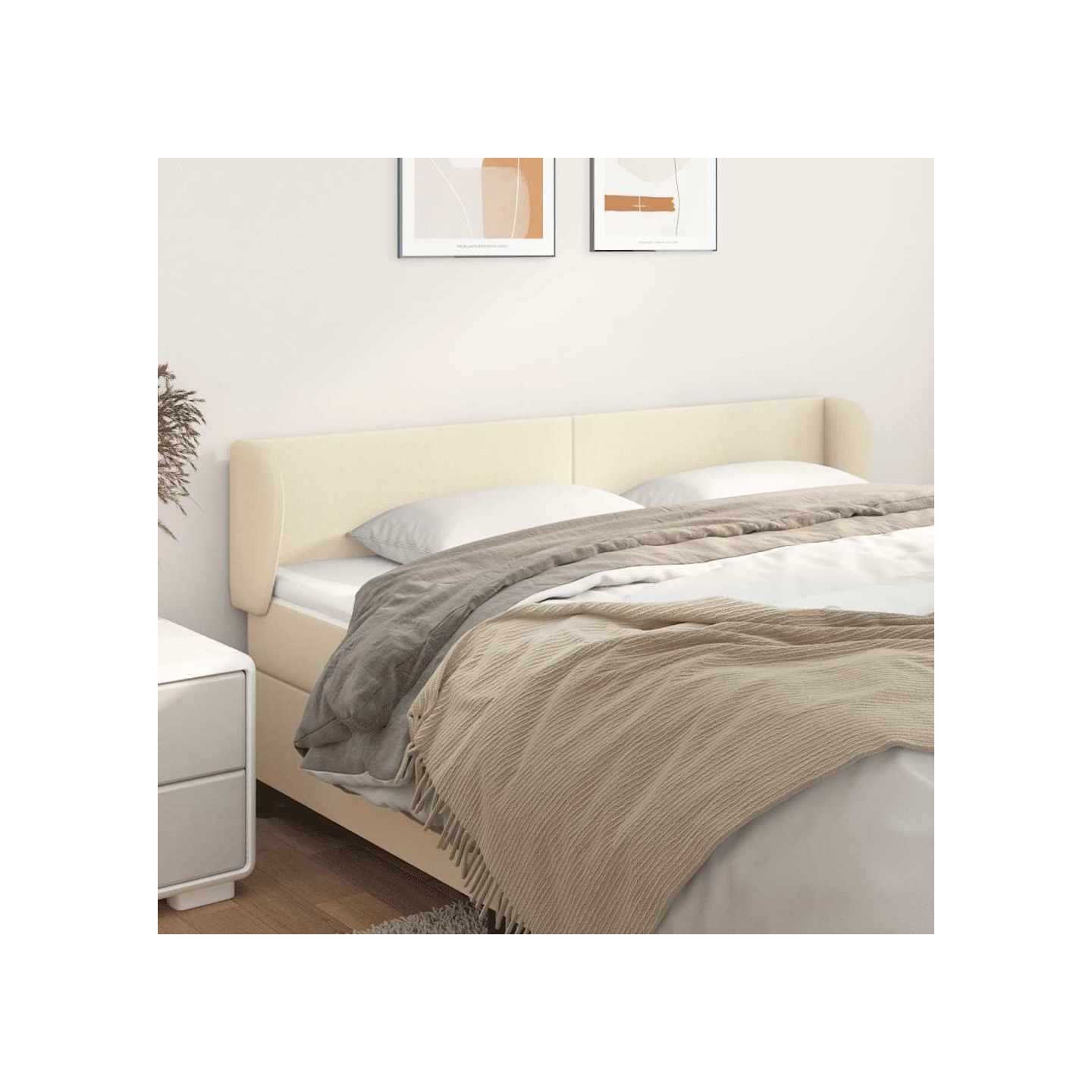 Tête de lit avec oreilles Crème 183x23x78/88 cm Similicuir