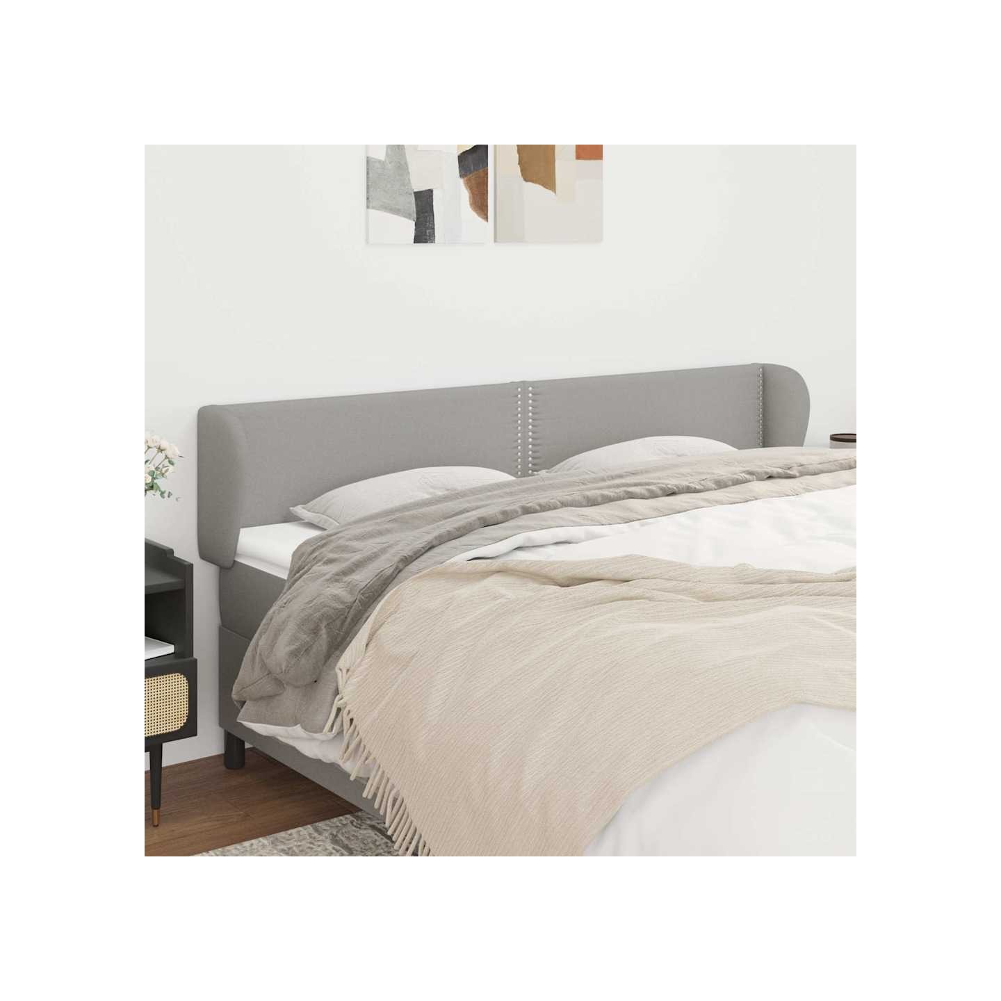 Tête de lit avec oreilles Gris clair 203x23x78/88 cm Tissu