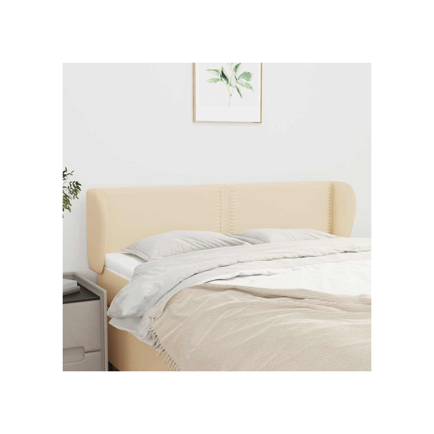 Tête de lit avec oreilles Crème 147x23x78/88 cm Tissu
