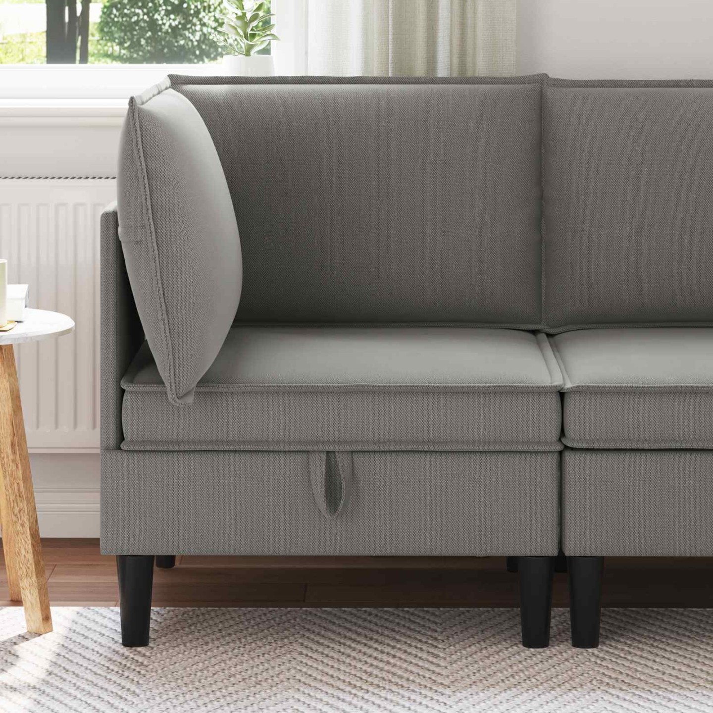 Canapé d'angle avec rangement Gris foncé 70 x 70 x 82 cm