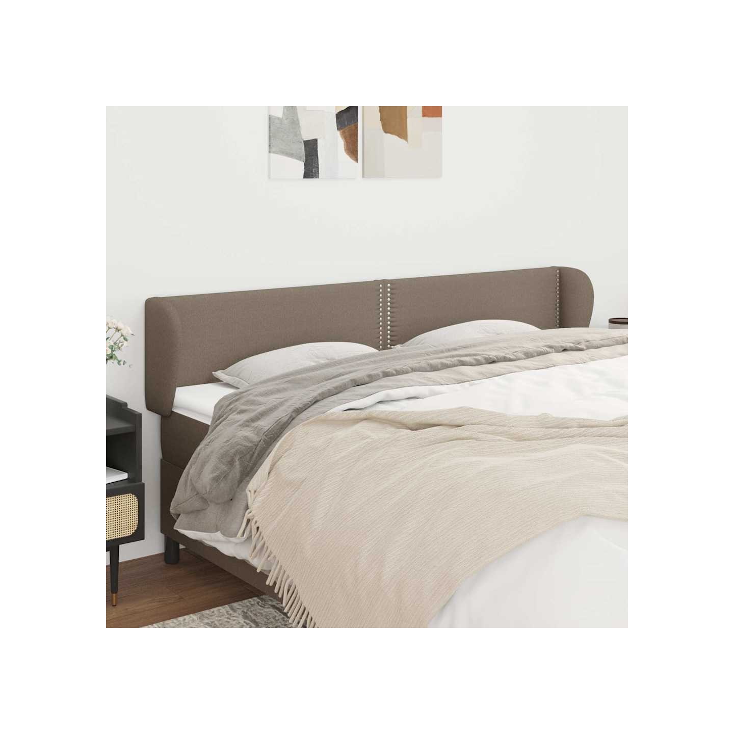 Tête de lit avec oreilles Taupe 183x23x78/88 cm Tissu