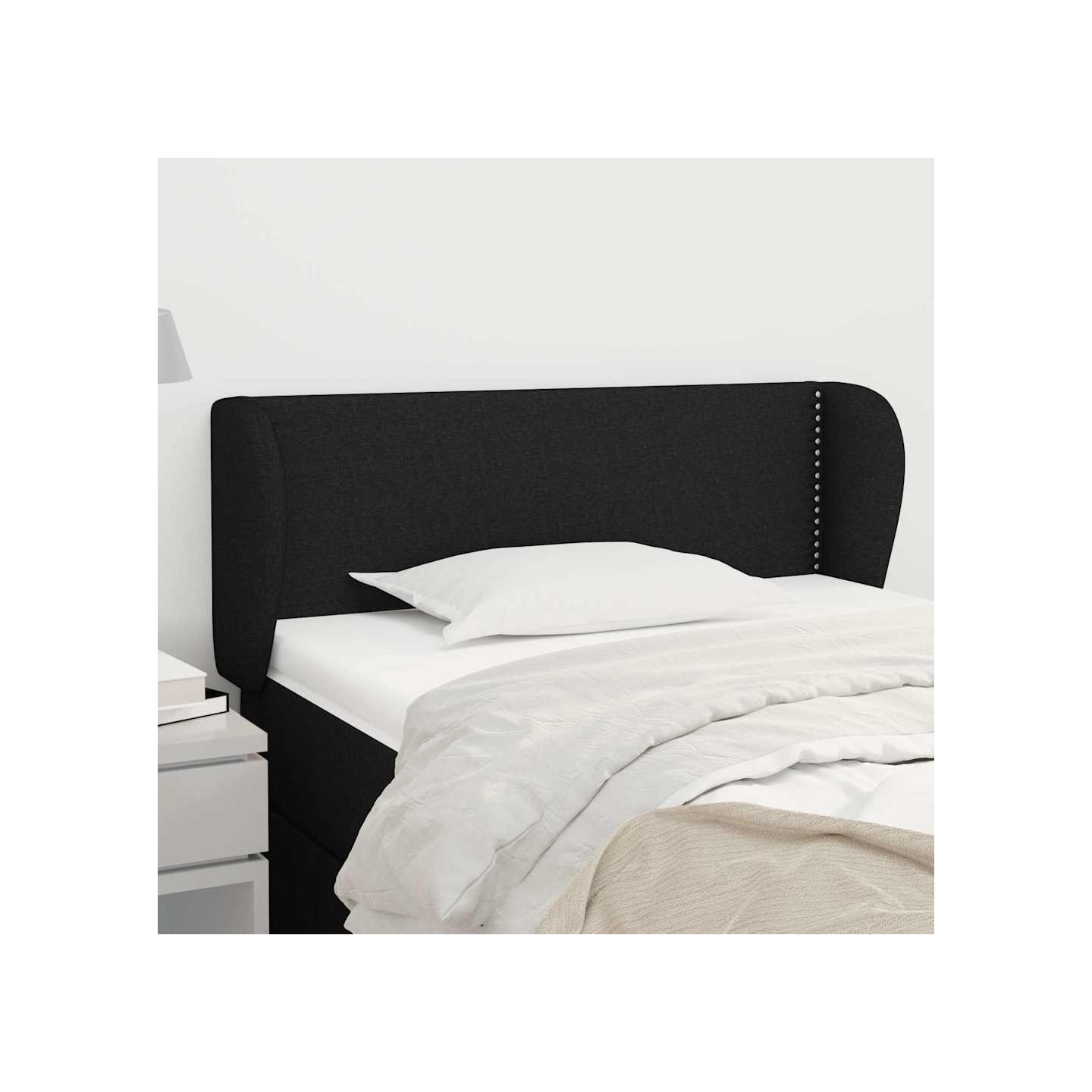 Tête de lit avec oreilles Noir 83x23x78/88 cm Tissu