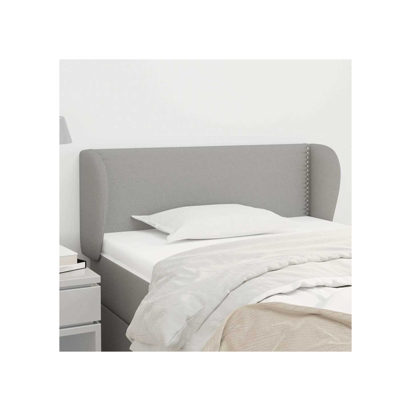 Tête de lit avec oreilles Gris clair 103x23x78/88 cm Tissu