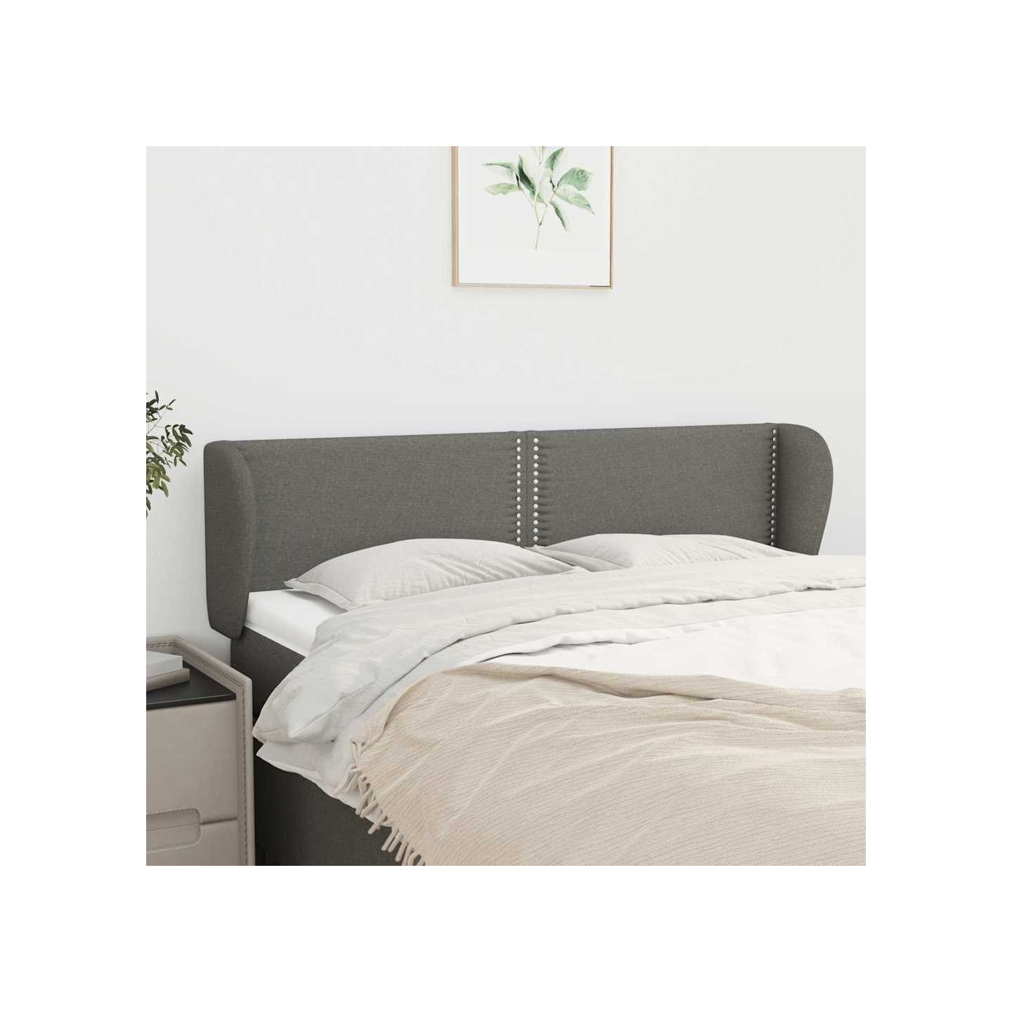 Tête de lit avec oreilles Gris foncé 147x23x78/88 cm Tissu