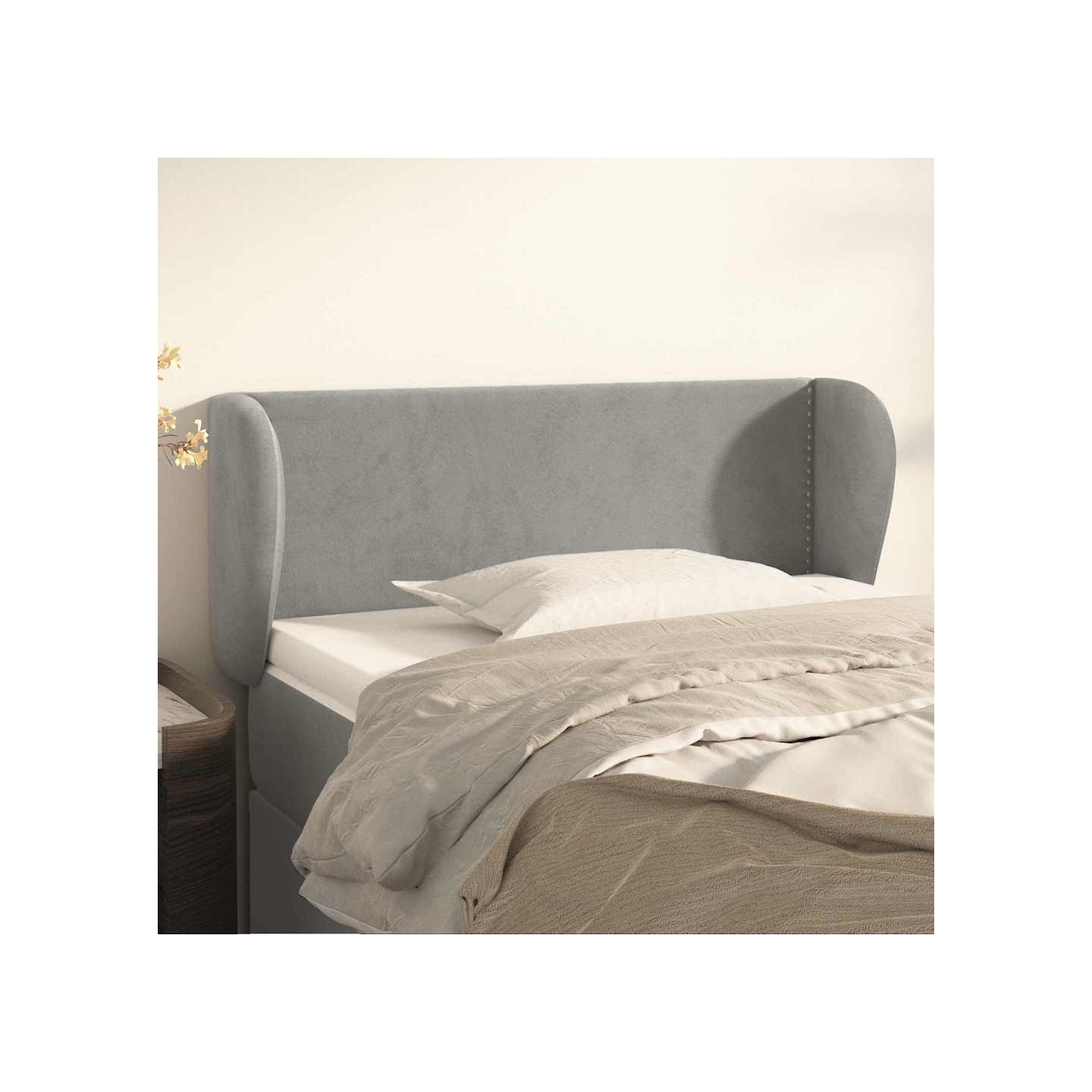Tête de lit avec oreilles Gris clair 83x23x78/88 cm Velours