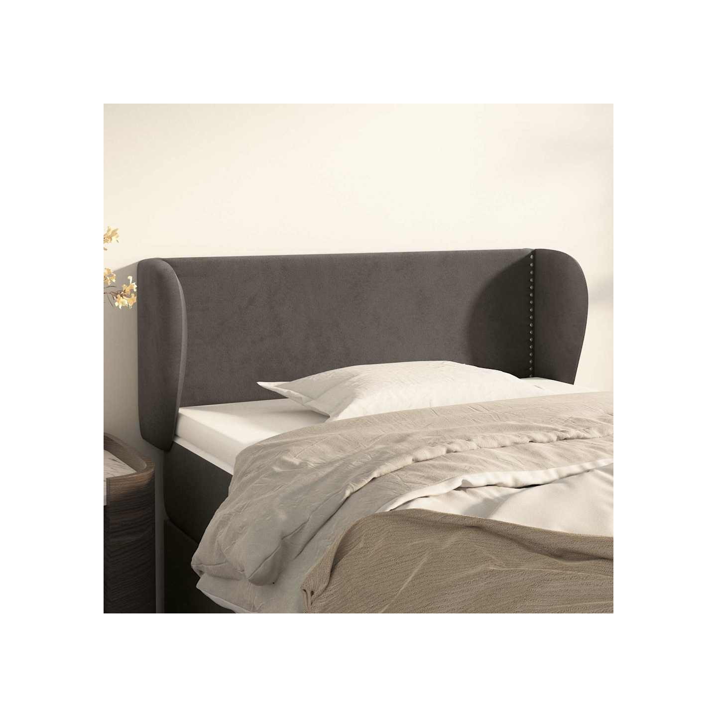 Tête de lit avec oreilles Gris foncé 103x23x78/88 cm Velours