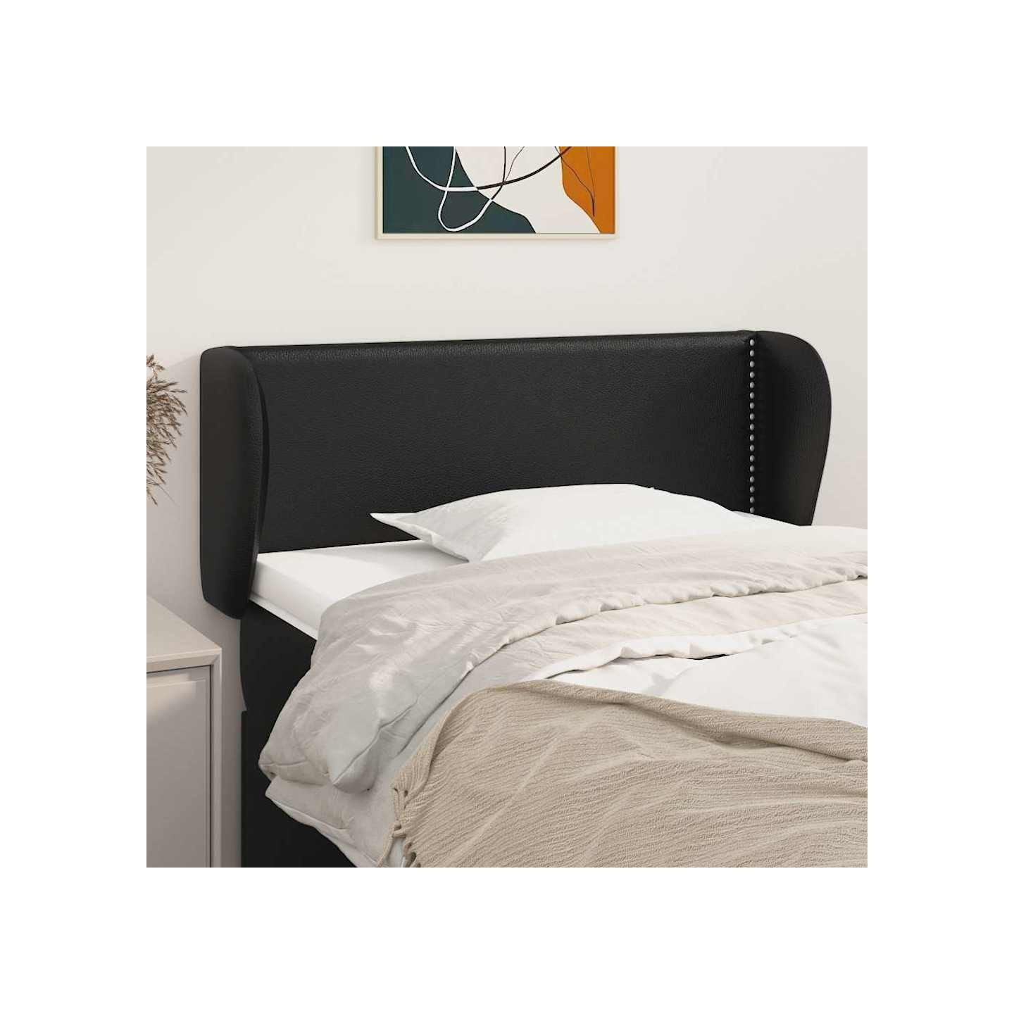 Tête de lit avec oreilles Noir 93x23x78/88 cm Similicuir