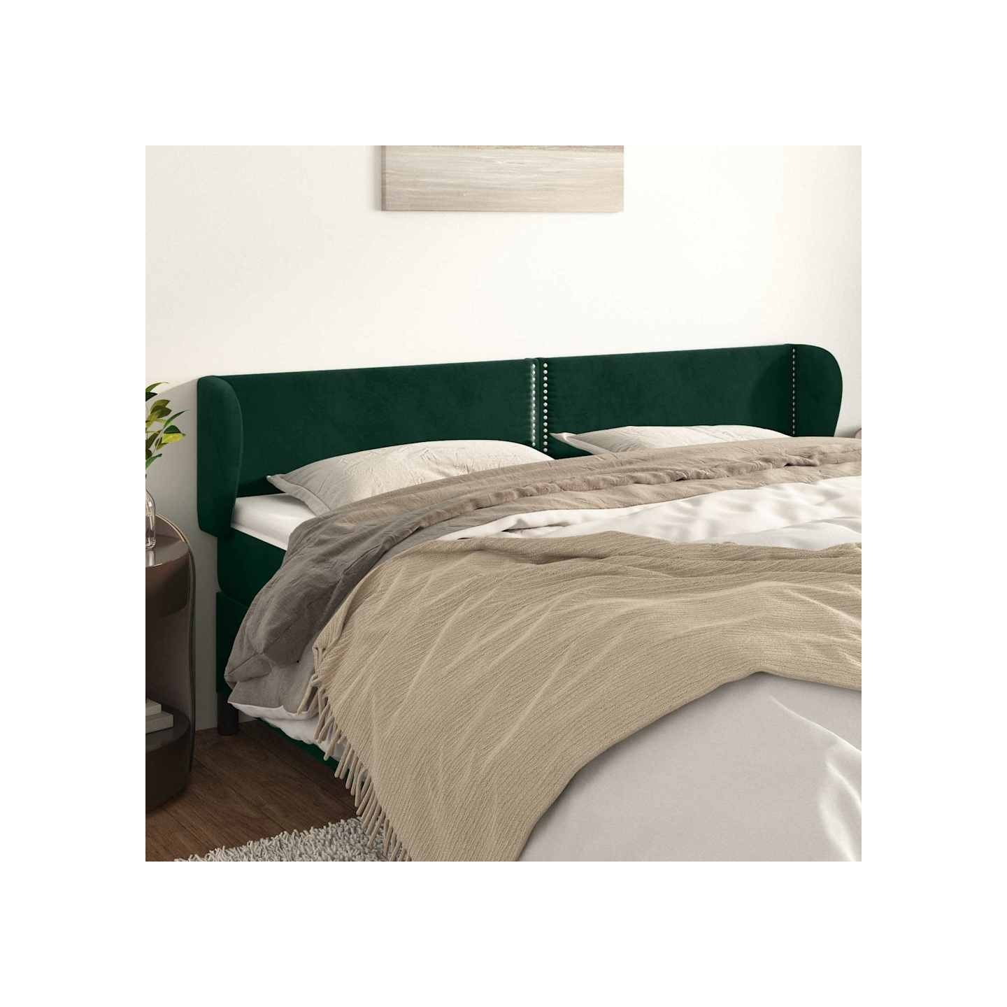 Tête de lit avec oreilles Vert foncé 183x23x78/88 cm Velours