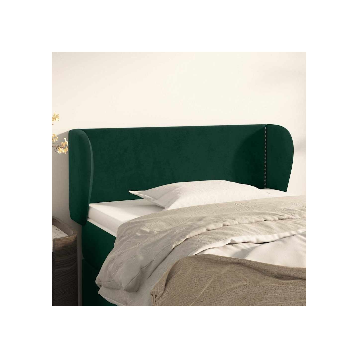 Tête de lit avec oreilles Vert foncé 103x23x78/88 cm Velours