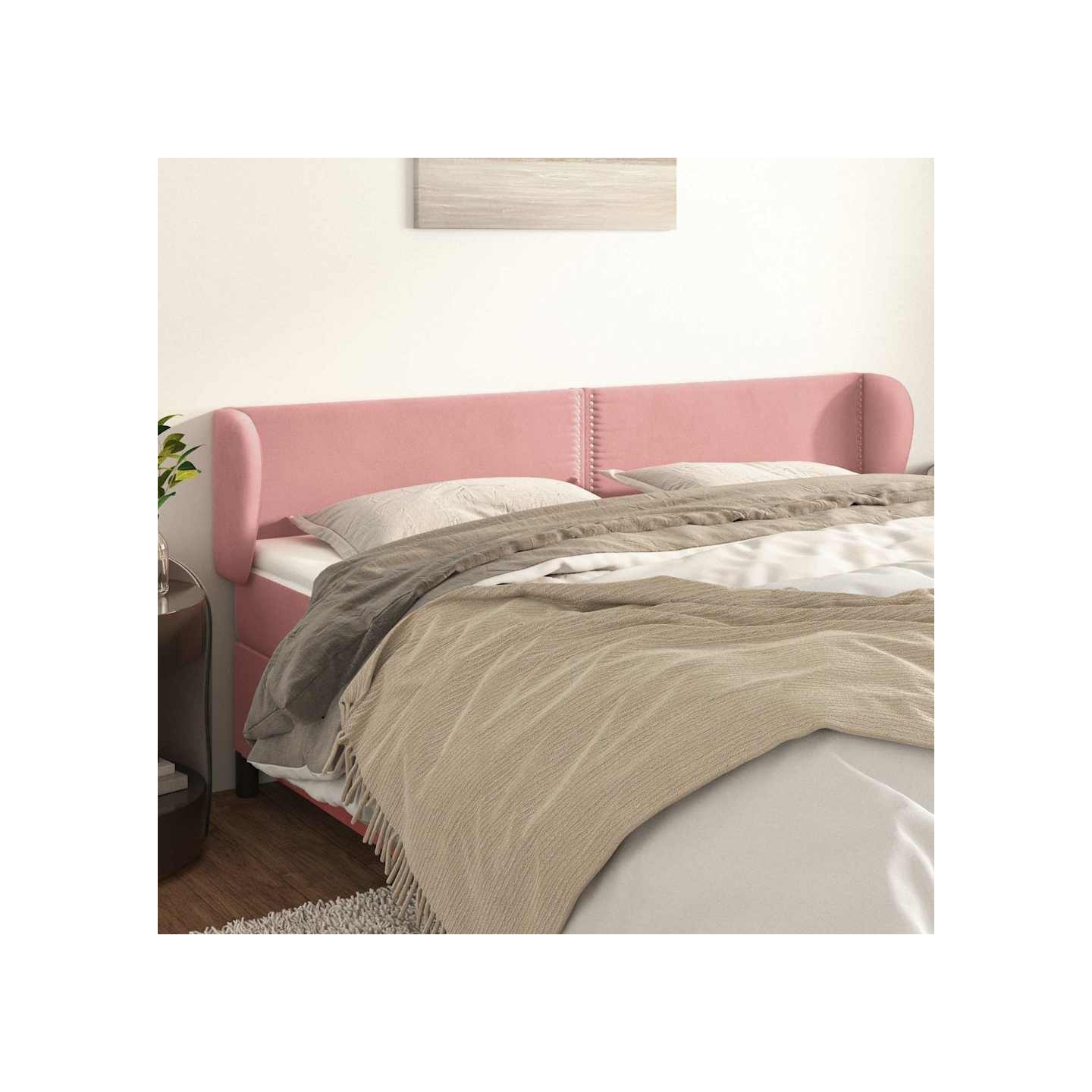 Tête de lit avec oreilles Rose 163x23x78/88 cm Velours
