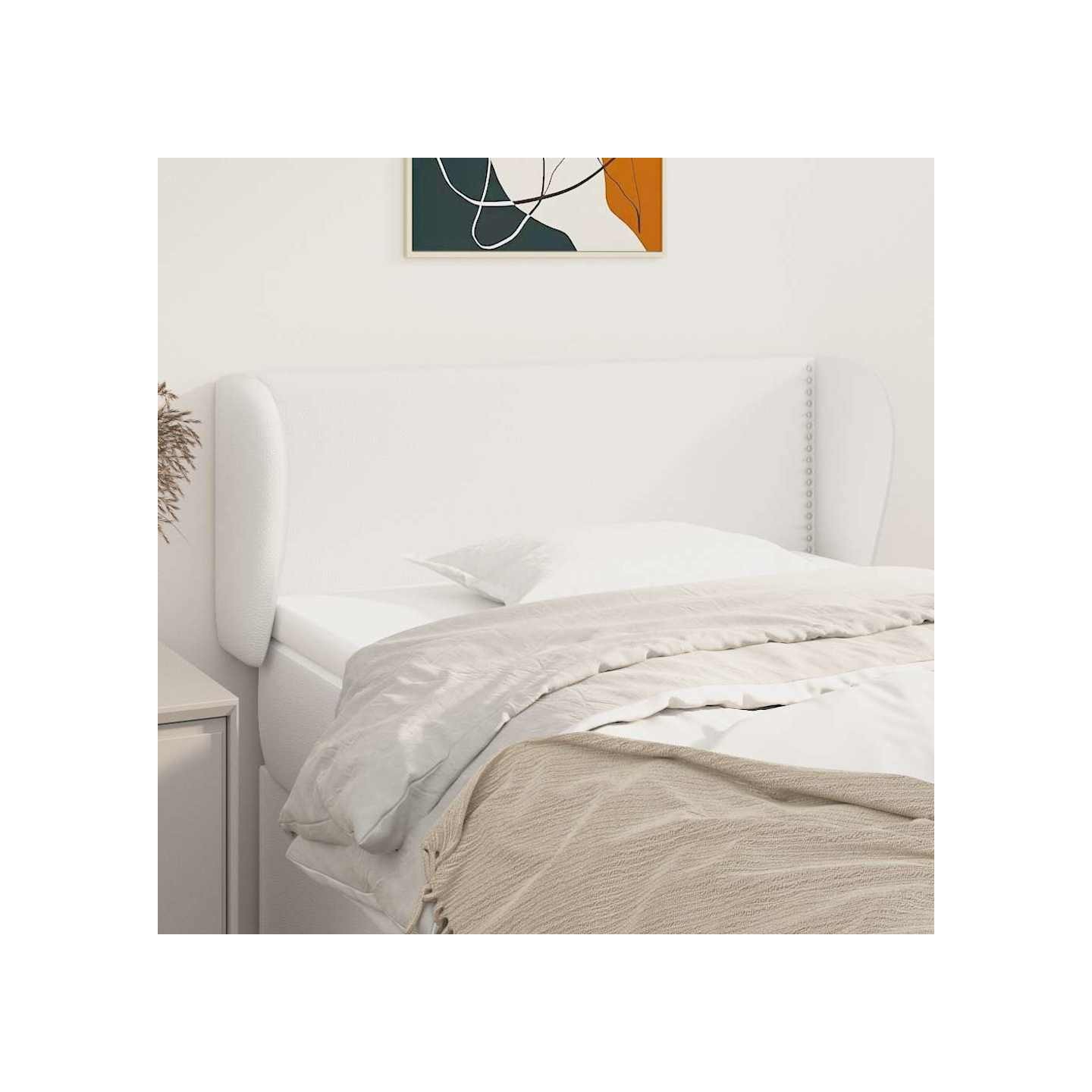 Tête de lit avec oreilles Blanc 103x23x78/88 cm Similicuir