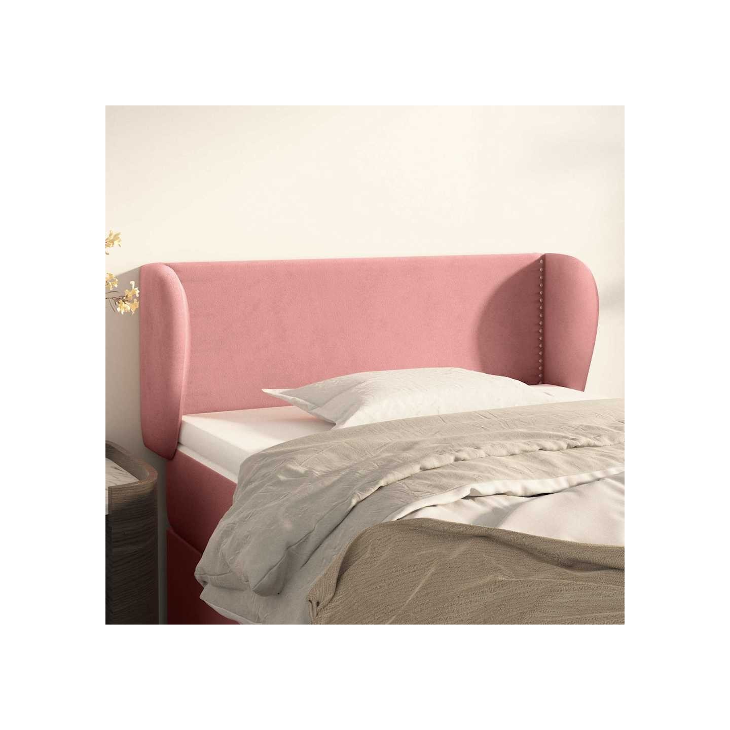 Tête de lit avec oreilles Rose 103x23x78/88 cm Velours