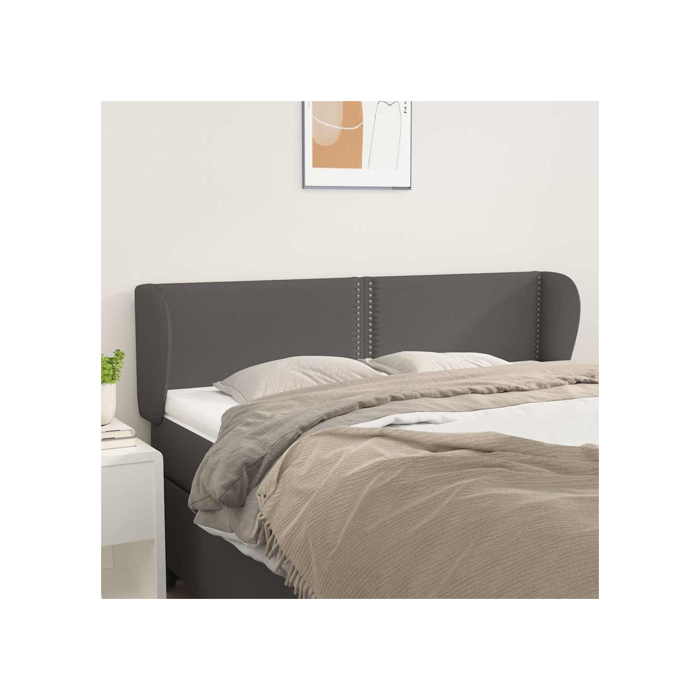 Tête de lit avec oreilles Gris 147x23x78/88 cm Similicuir