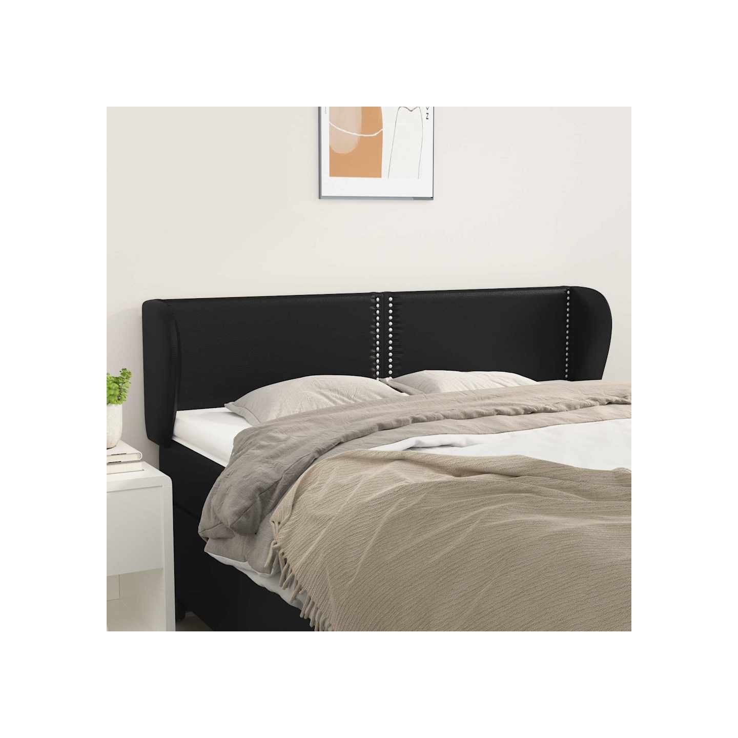 Tête de lit avec oreilles Noir 147x23x78/88 cm Similicuir