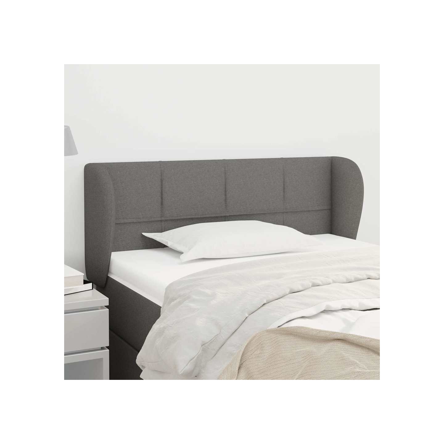 Tête de lit avec oreilles Gris foncé 83x23x78/88 cm Tissu