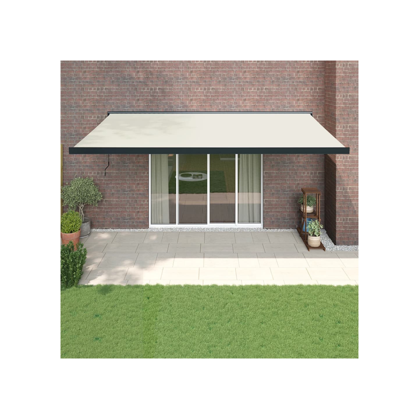 Auvent rétractable crème 5x3 m tissu et aluminium