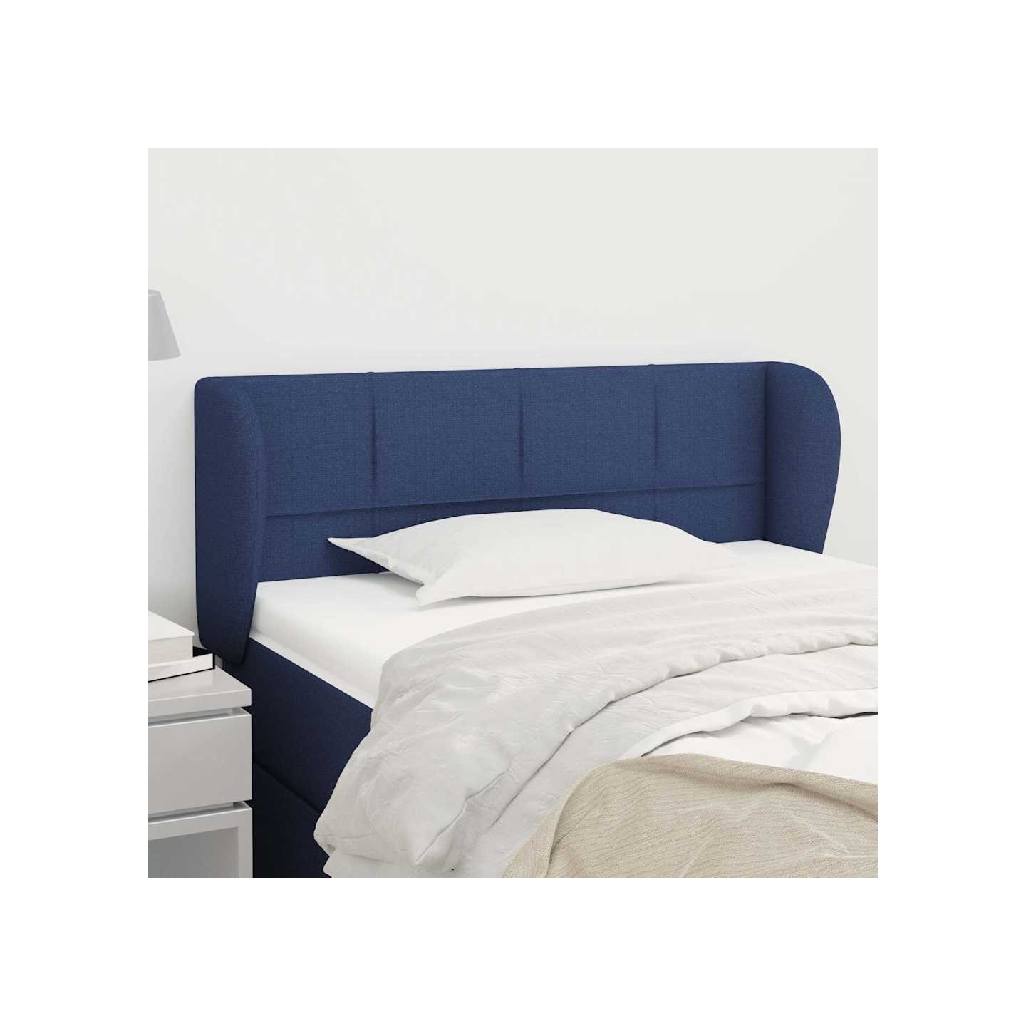 Tête de lit avec oreilles Bleu 103x23x78/88 cm Tissu