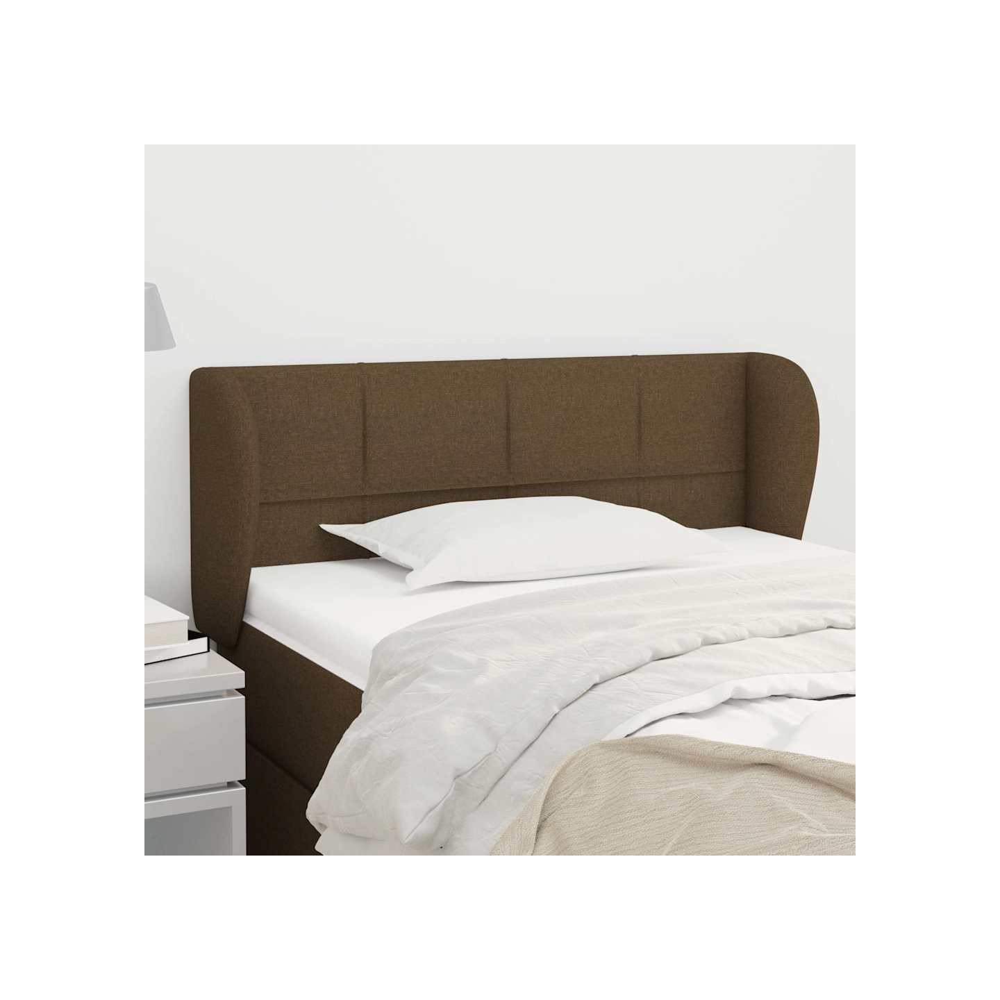 Tête de lit avec oreilles Marron Foncé 83x23x78/88 cm Tissu