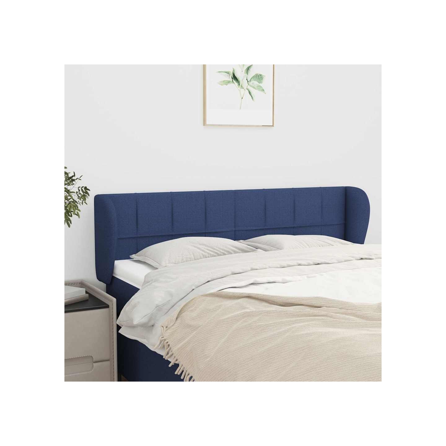 Tête de lit avec oreilles Bleu 147x23x78/88 cm Tissu